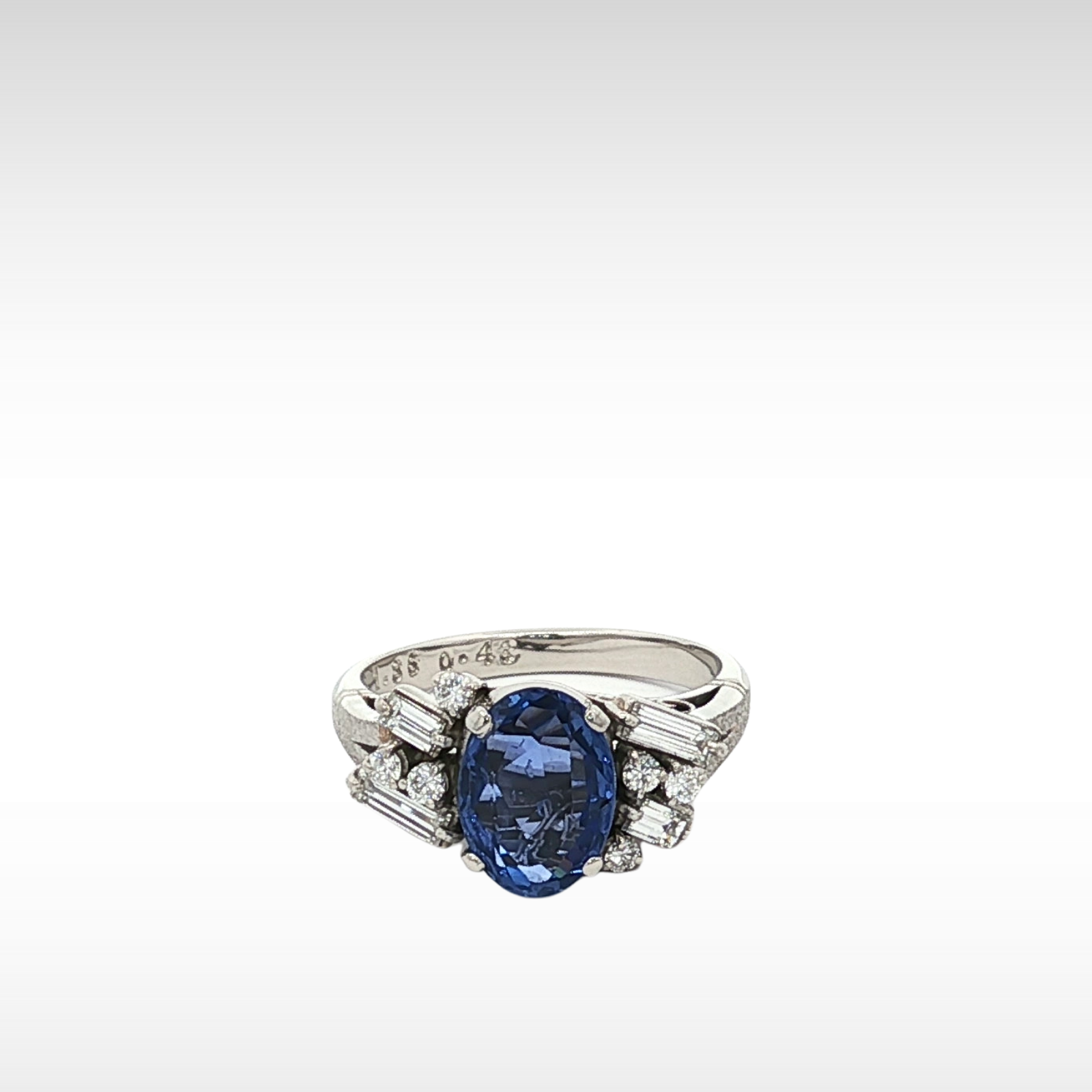 Sapphire Diamond  Ring Platinum 5.75