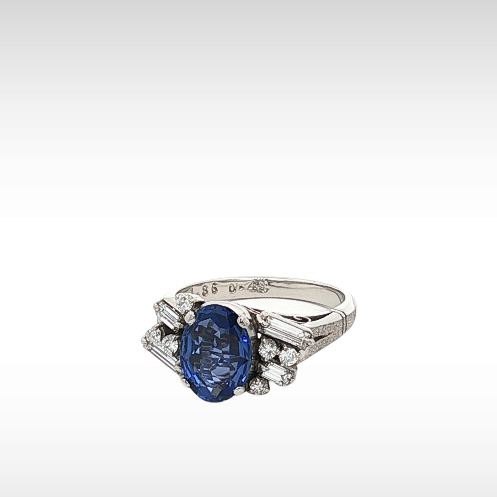 Sapphire Diamond  Ring Platinum 5.75