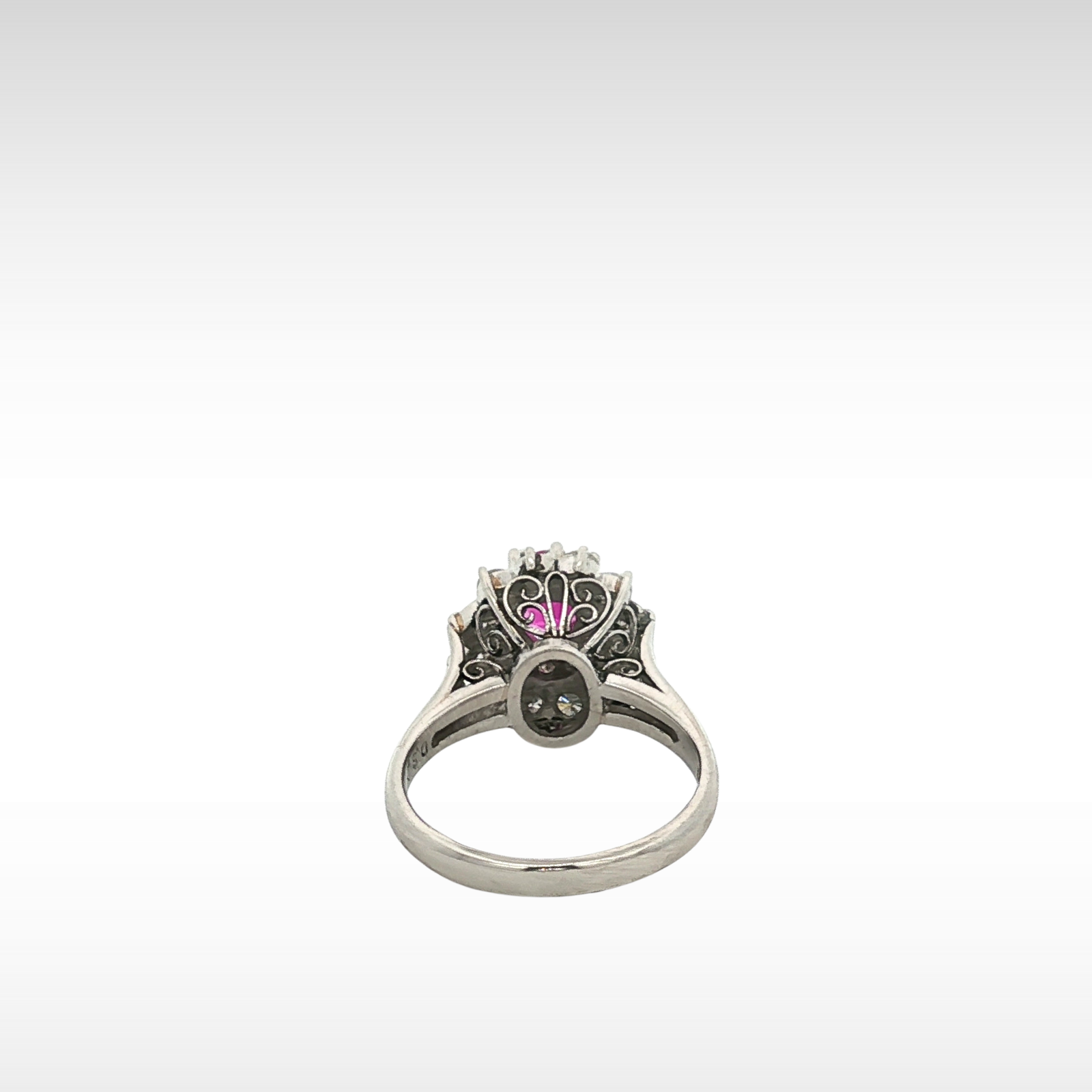Pink Sapphire Diamond Ring  Platinum 5.5