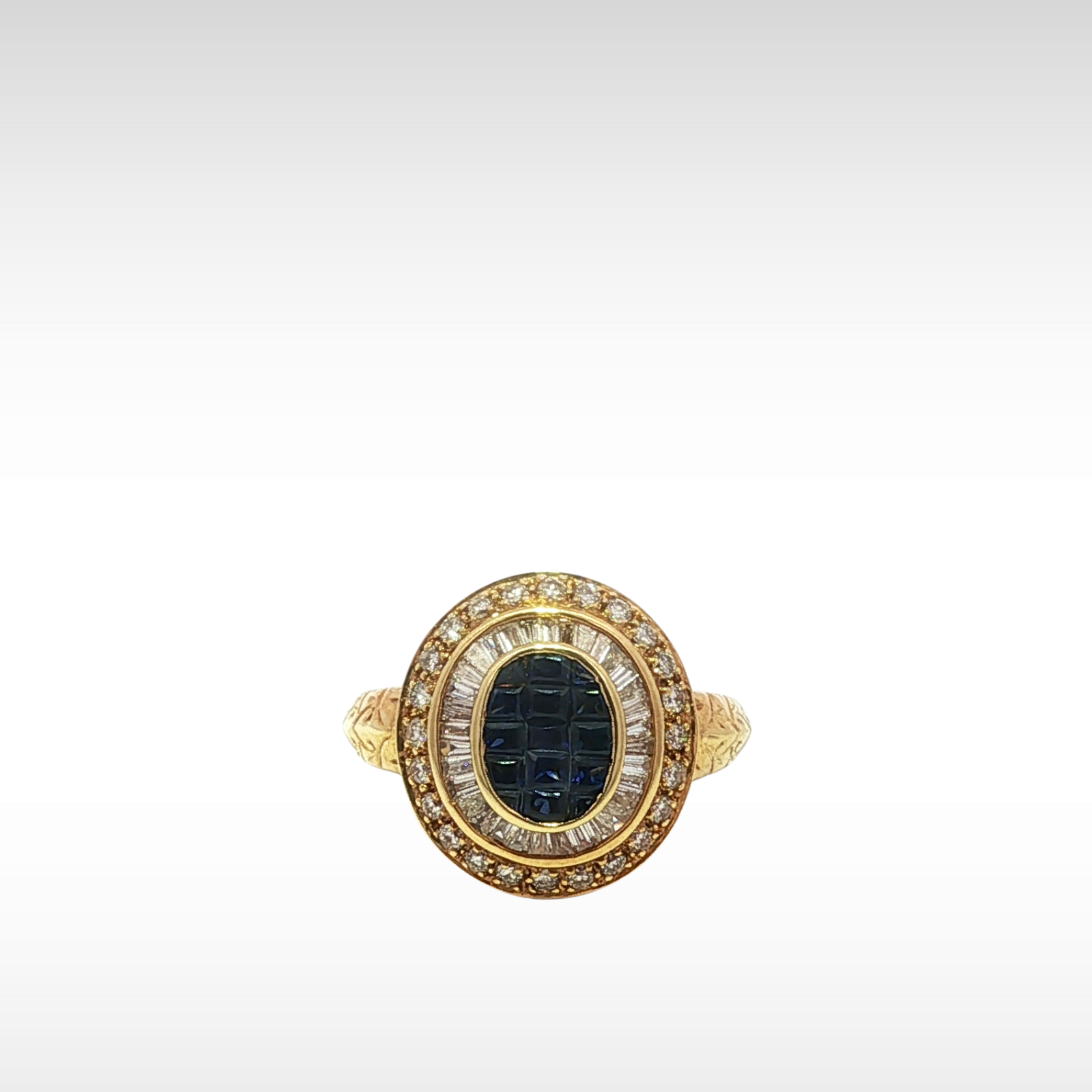 Sapphire Diamond Yellow Gold Ring 7.25