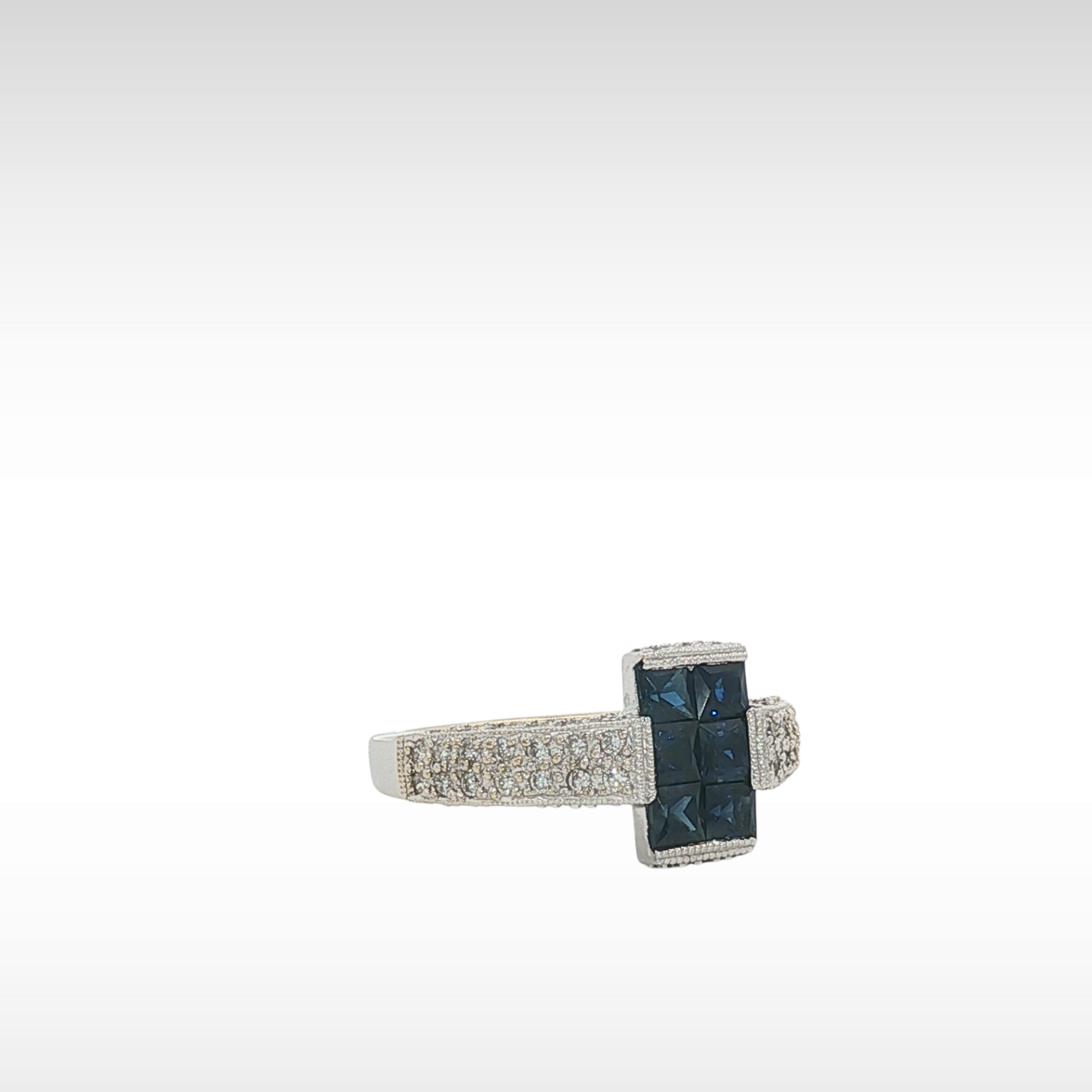 Sapphire Diamond White Gold Ring 6