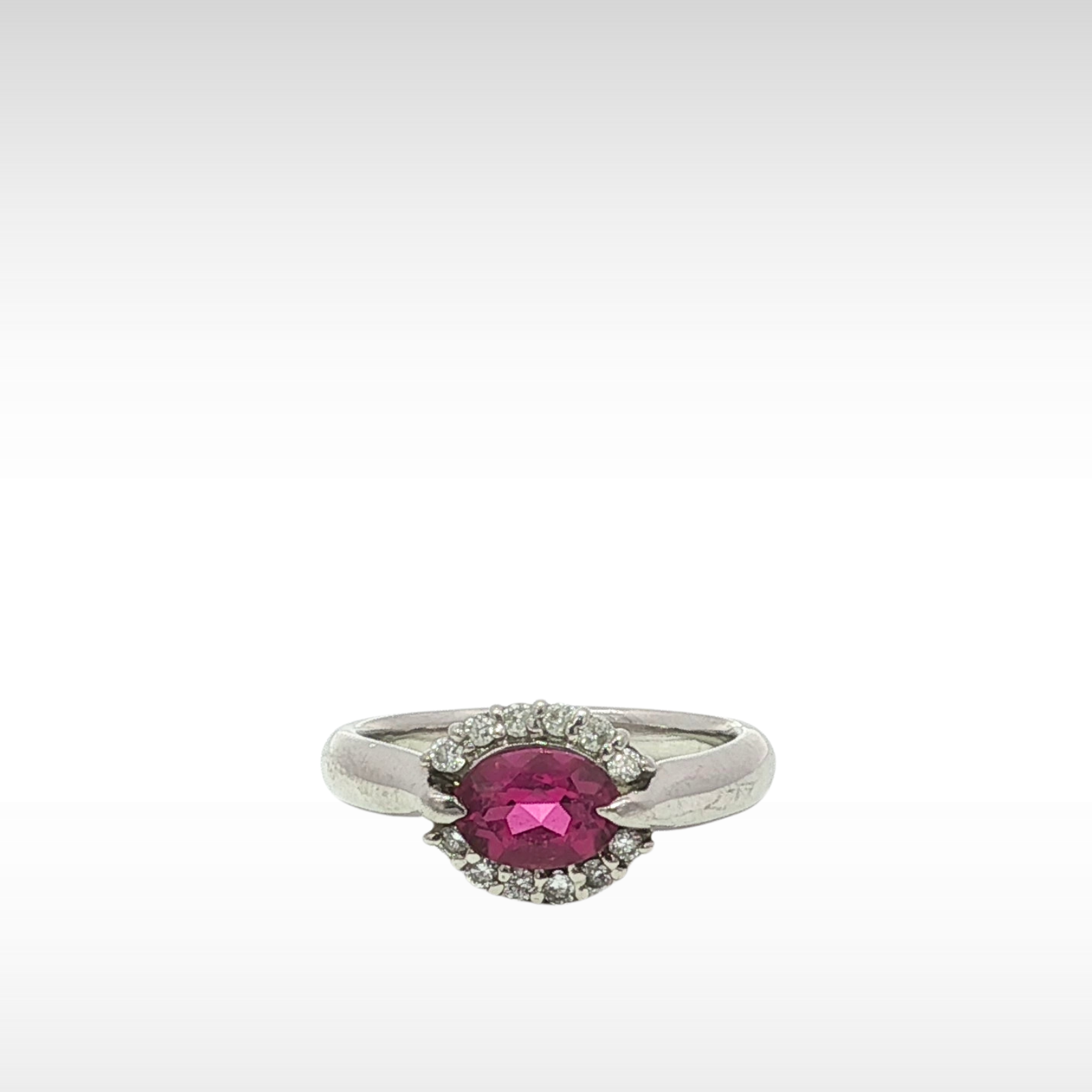 Tourmaline Diamond Platinum Ring 5.25