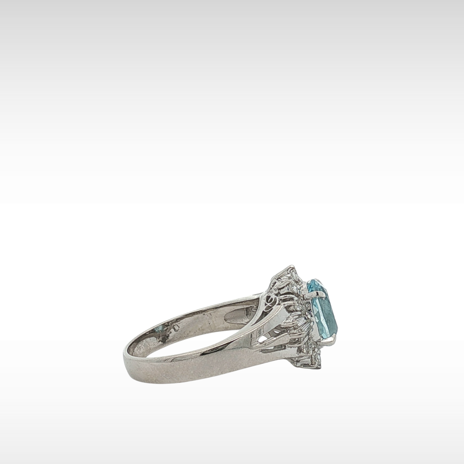 Aquamarine Diamond PT Ring 4