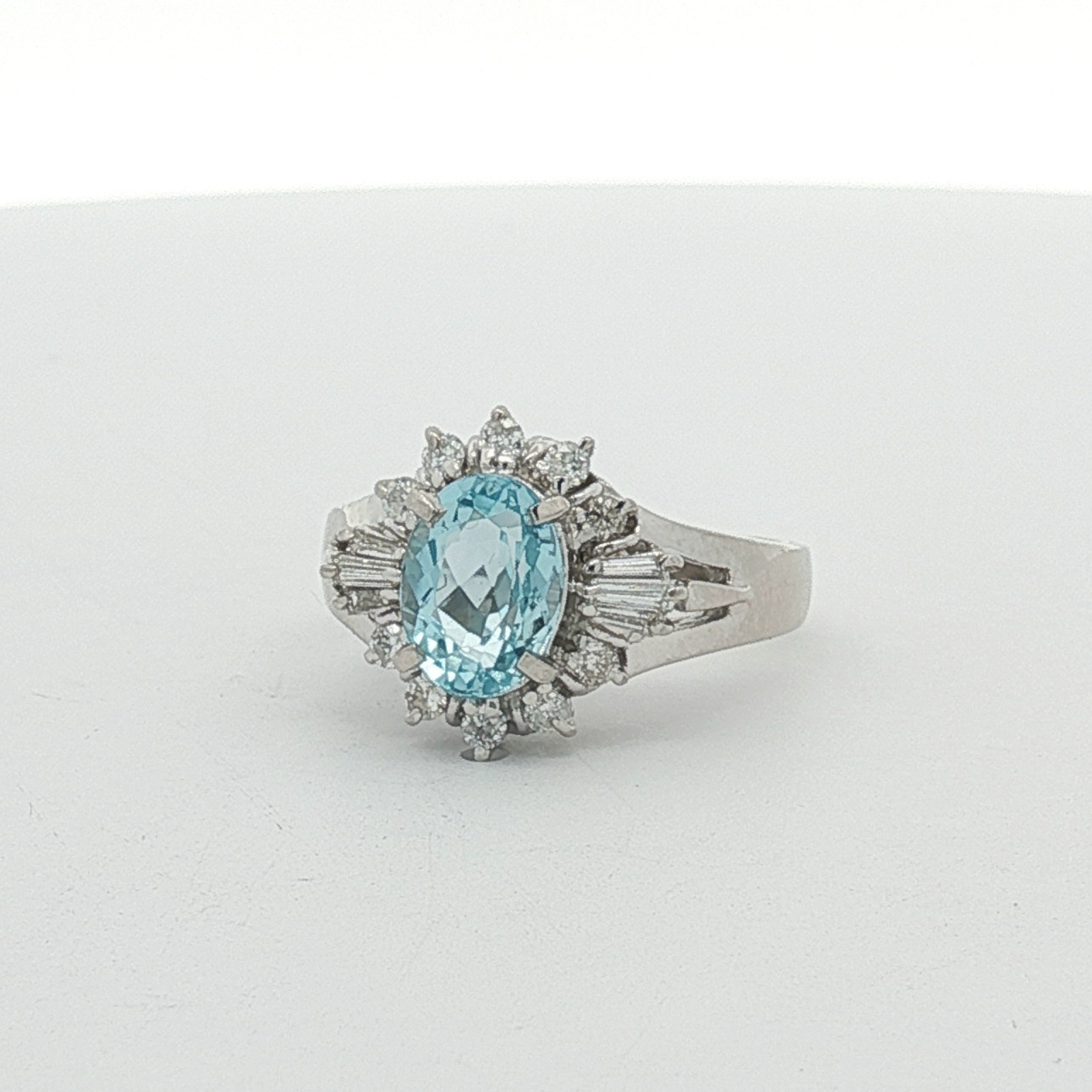 Aquamarine Diamond PT Ring 4
