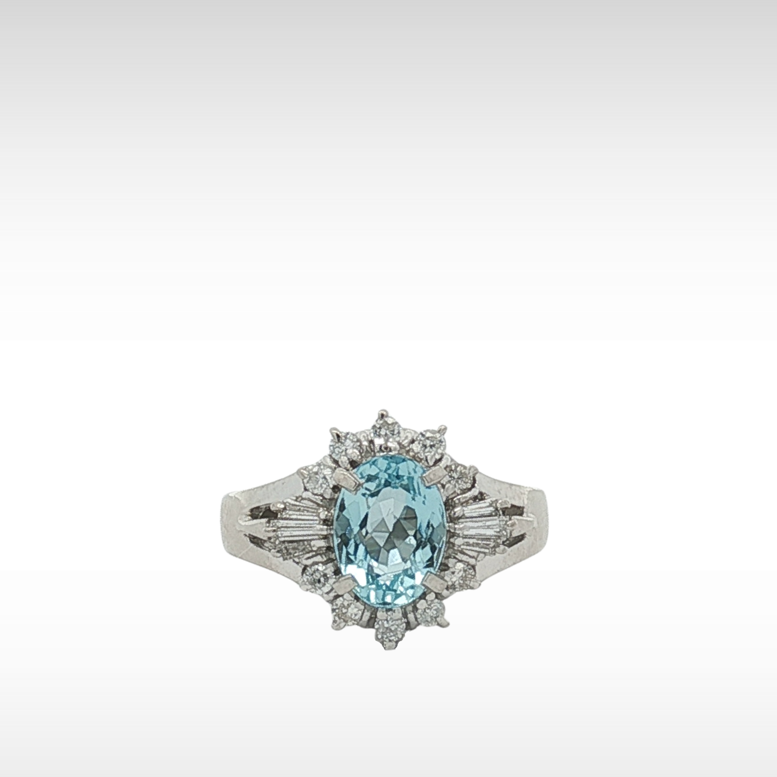 Aquamarine Diamond PT Ring 4