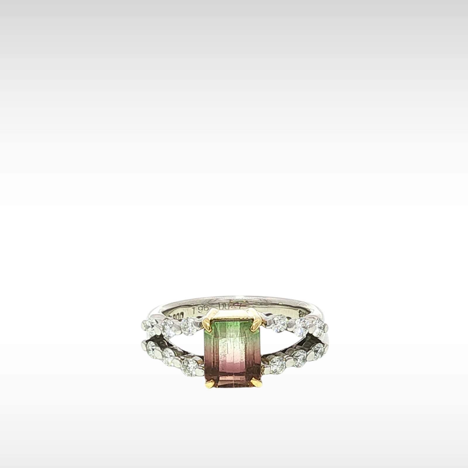 Tourmaline Diamond Platinum/Yellow Gold Ring 6