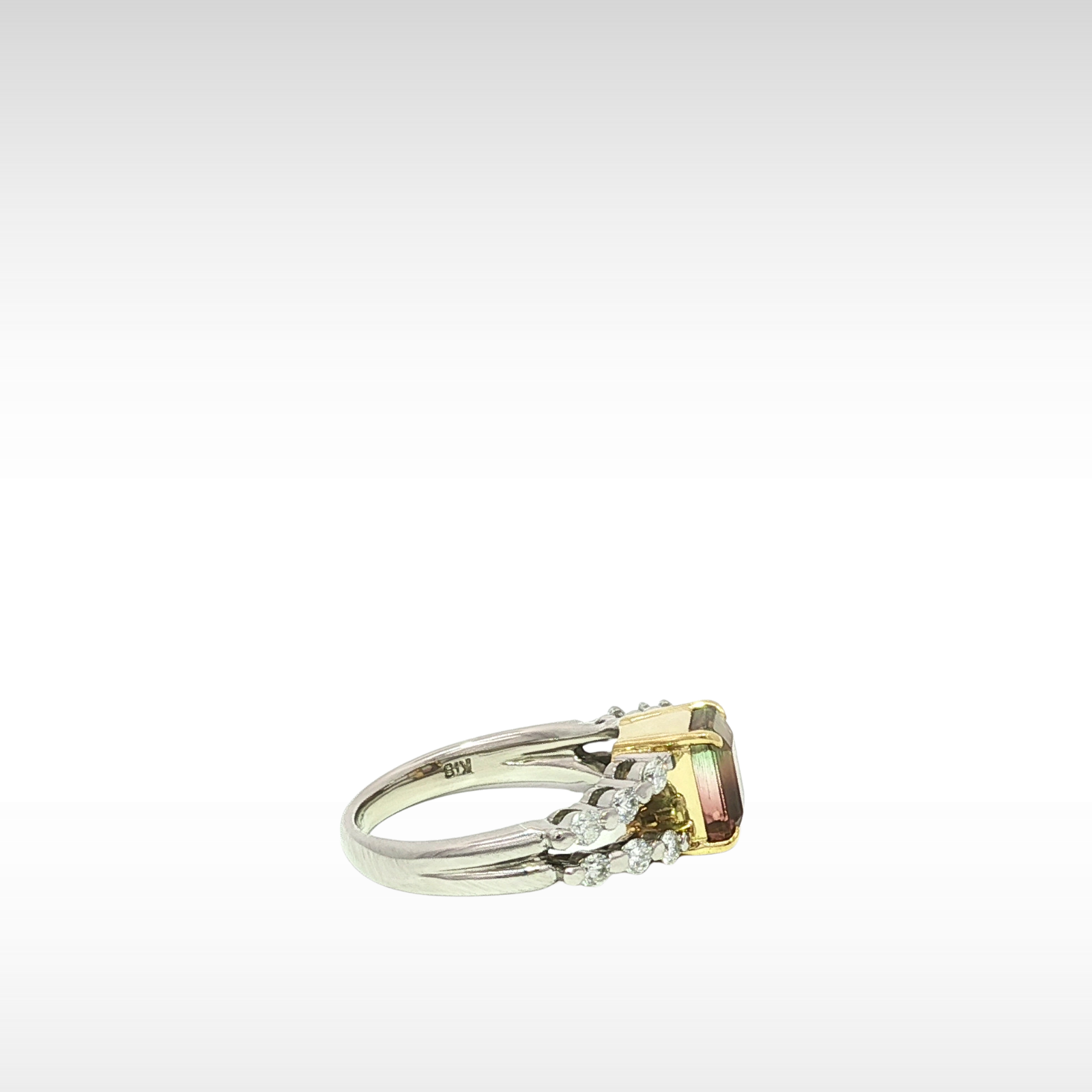 Tourmaline Diamond Platinum/Yellow Gold Ring 6