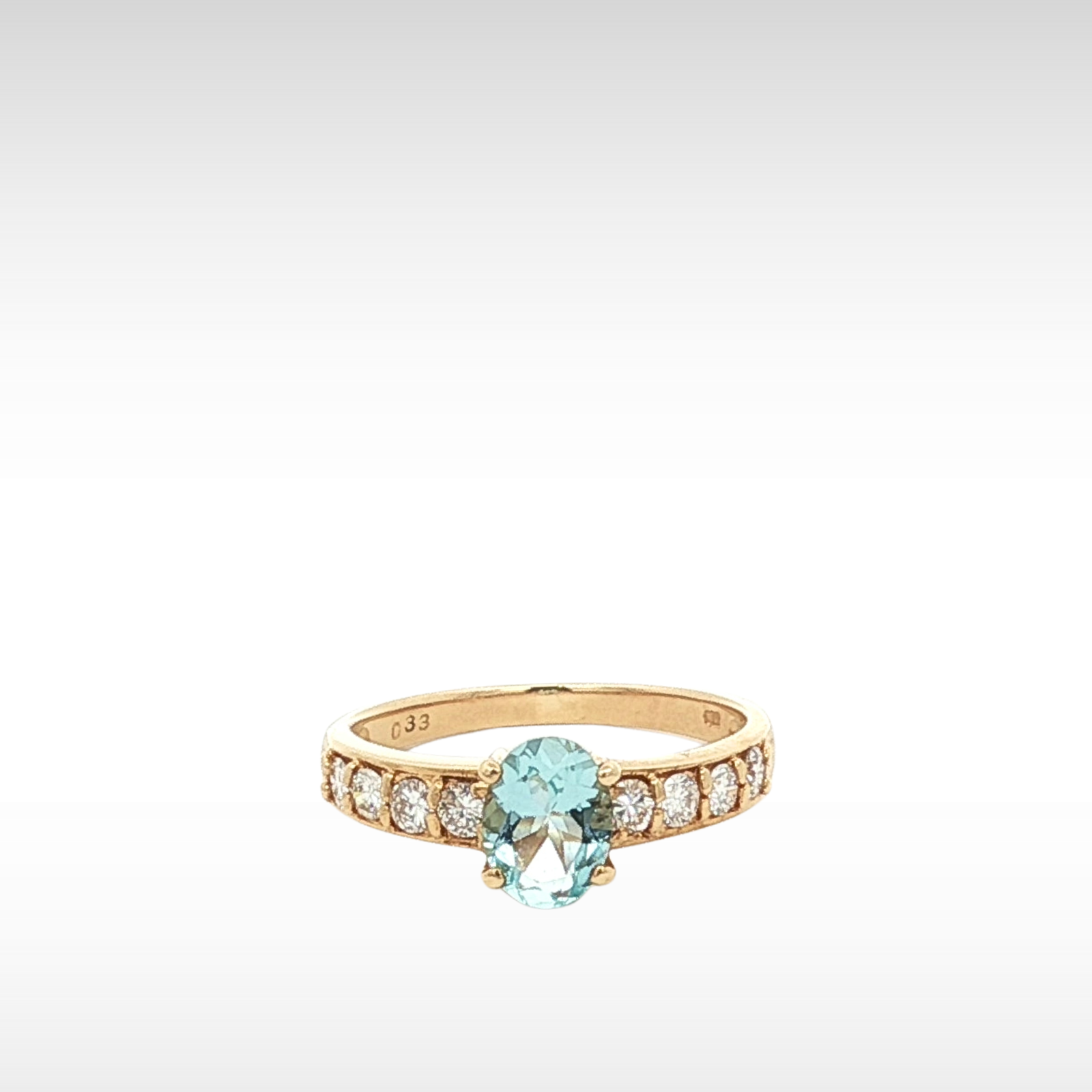 Aquamarine Diamond Ring Yellow Gold 5.75