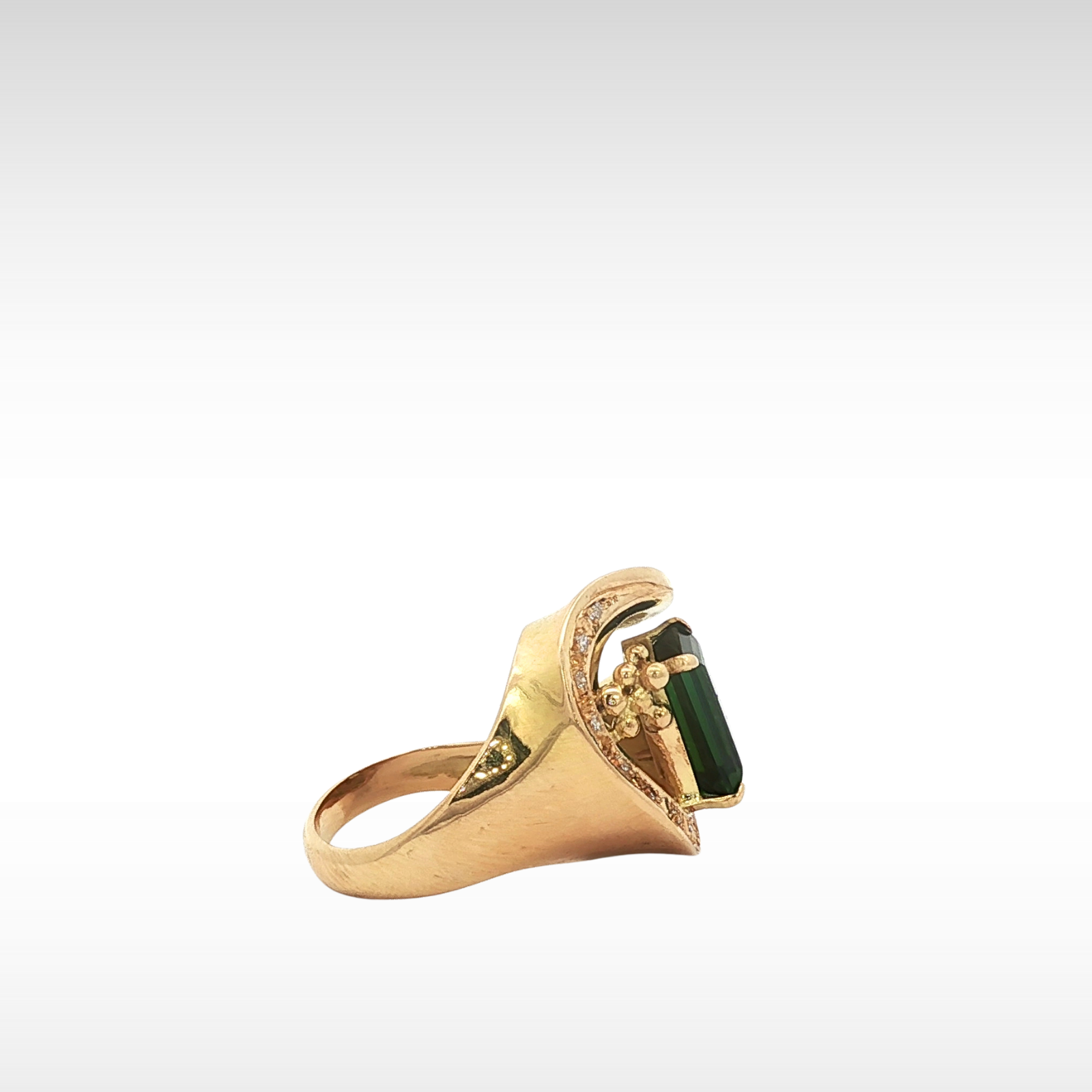 Tourmaline Diamond K18 Ring 4.5
