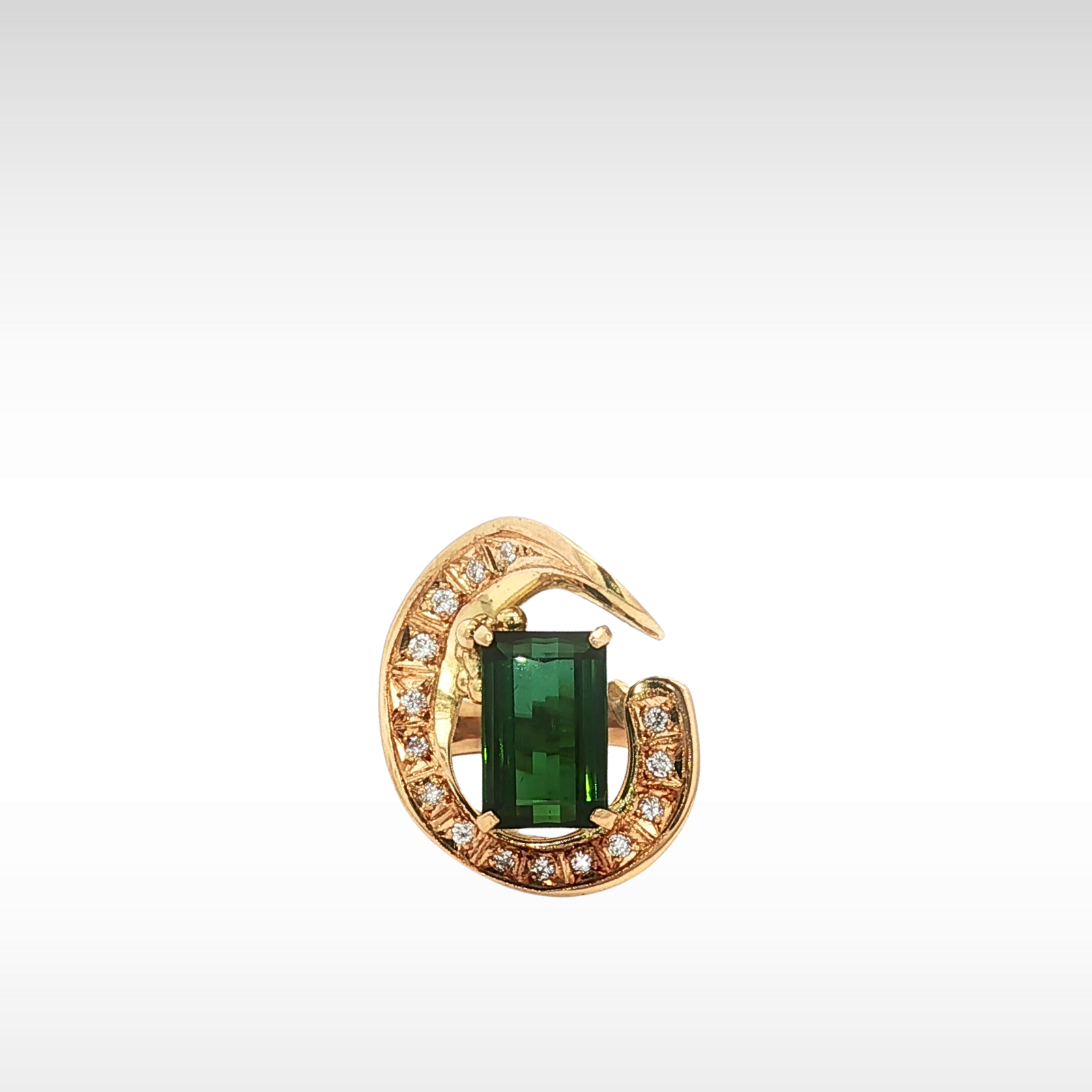 Tourmaline Diamond K18 Ring 4.5
