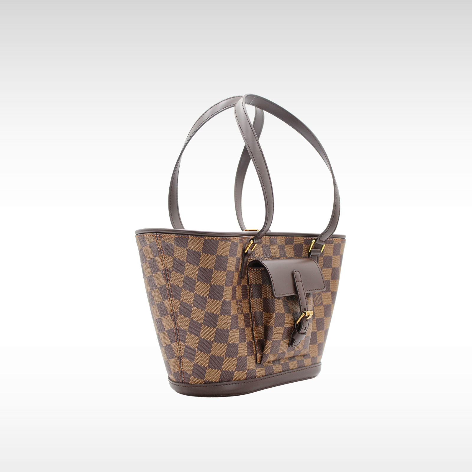 Manosque PM Damier Coated Canvas Ebene Tote Bag