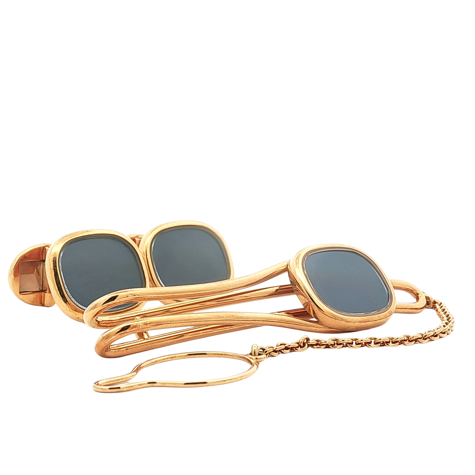 Ellipse Cufflinks & Tie Bar Yellow Gold
