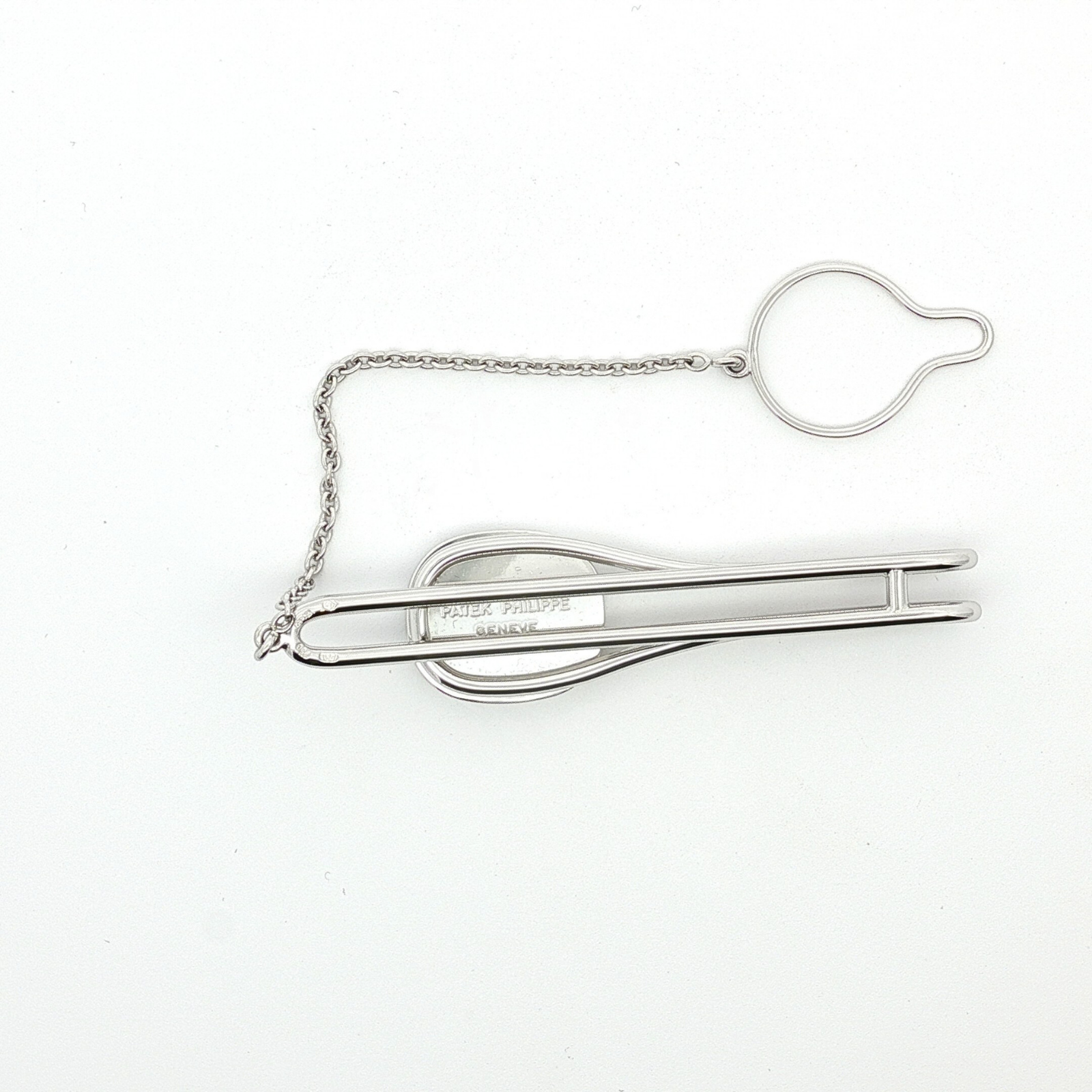 Ellipse Cufflinks & Tie Bar White Gold
