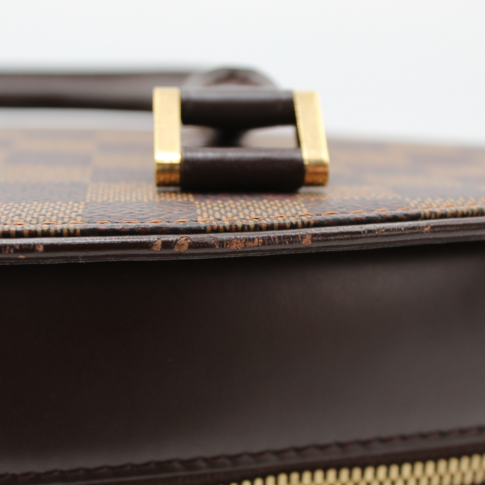 Saria Horizontal Damier Coated Canvas Ebene Hand Bag
