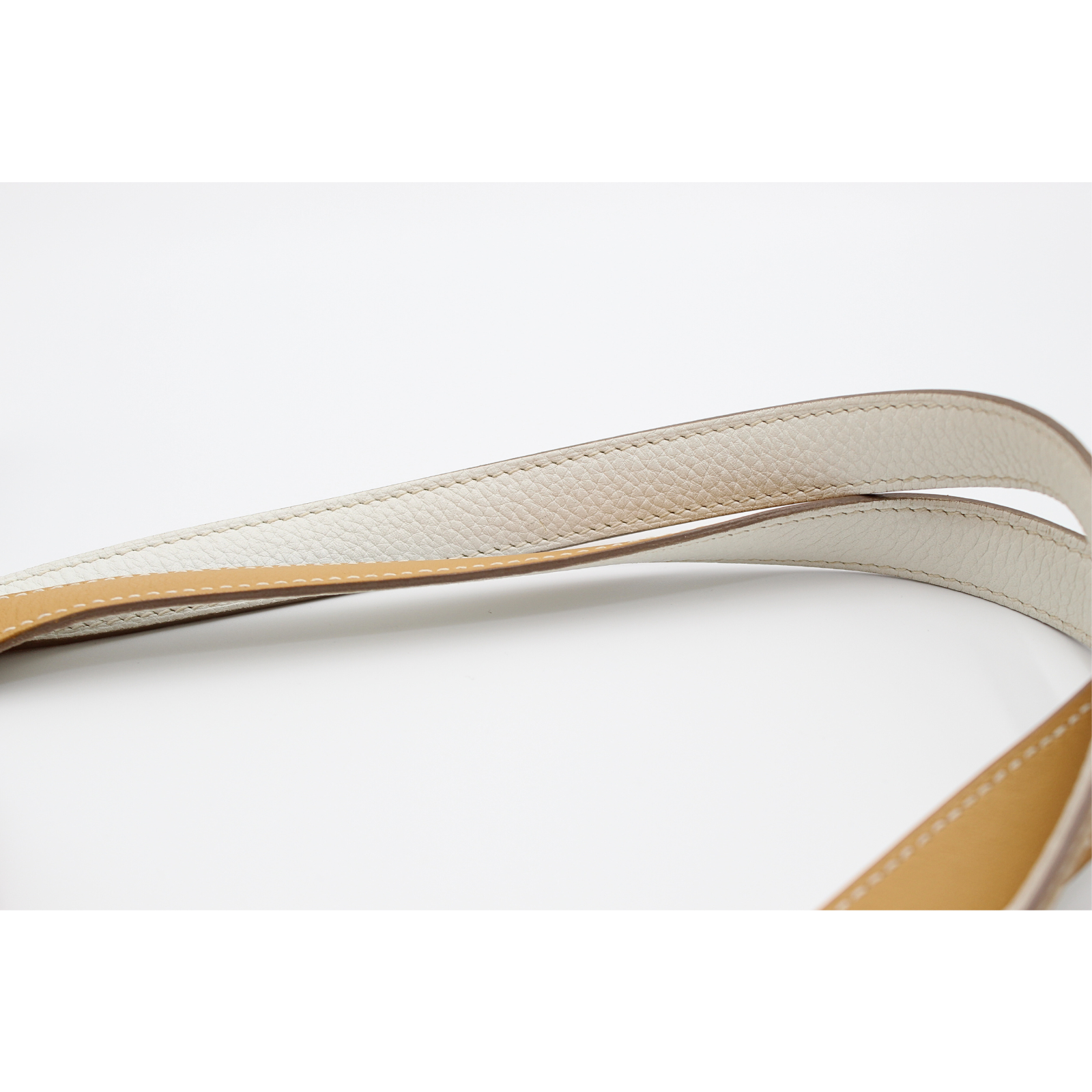 Double Sens 45 Taurillon Clemence White+Natural Sable Tote Bag