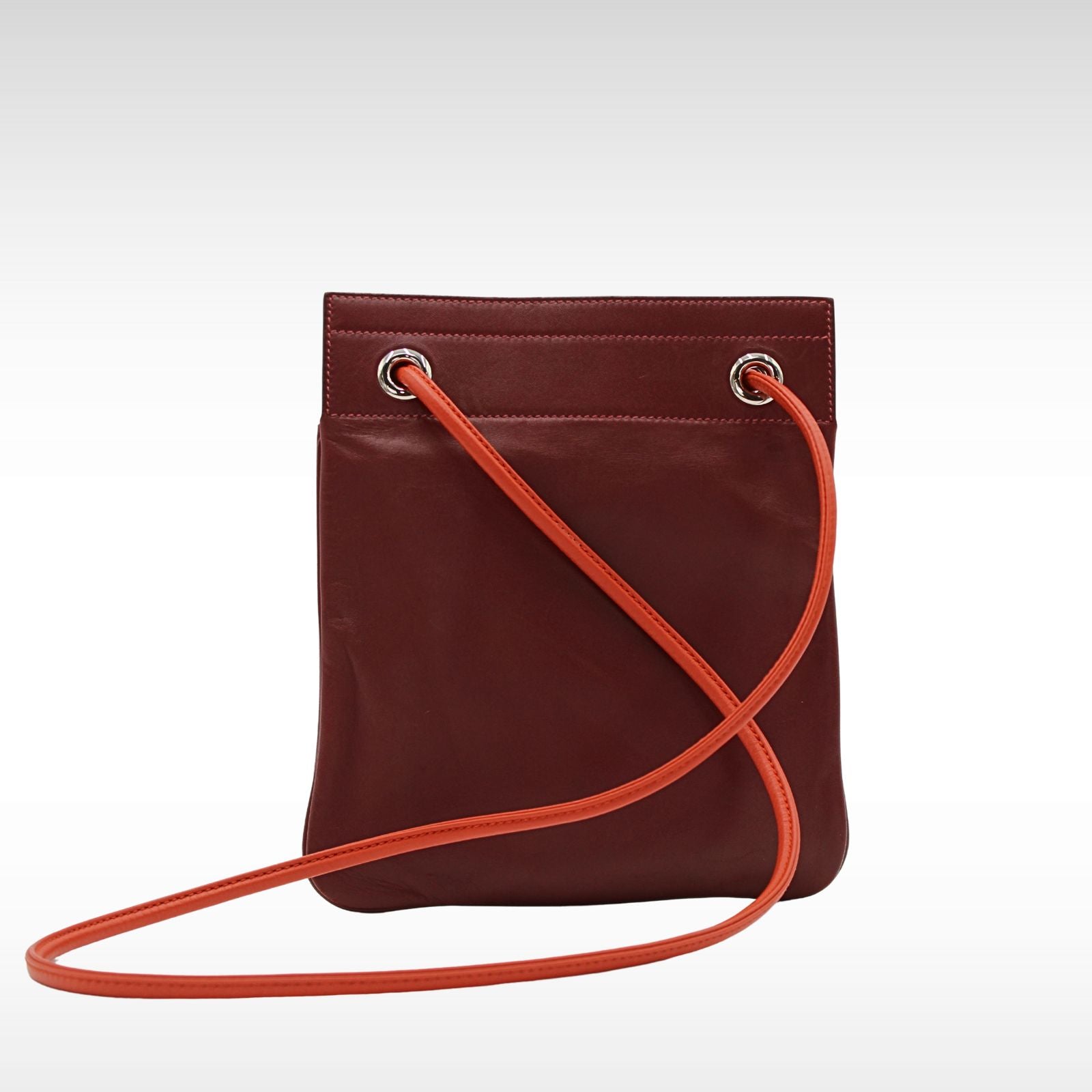 Sac Aline Mini Bicolor Agneau Rouge H+Terre Battue Crossbody Bag