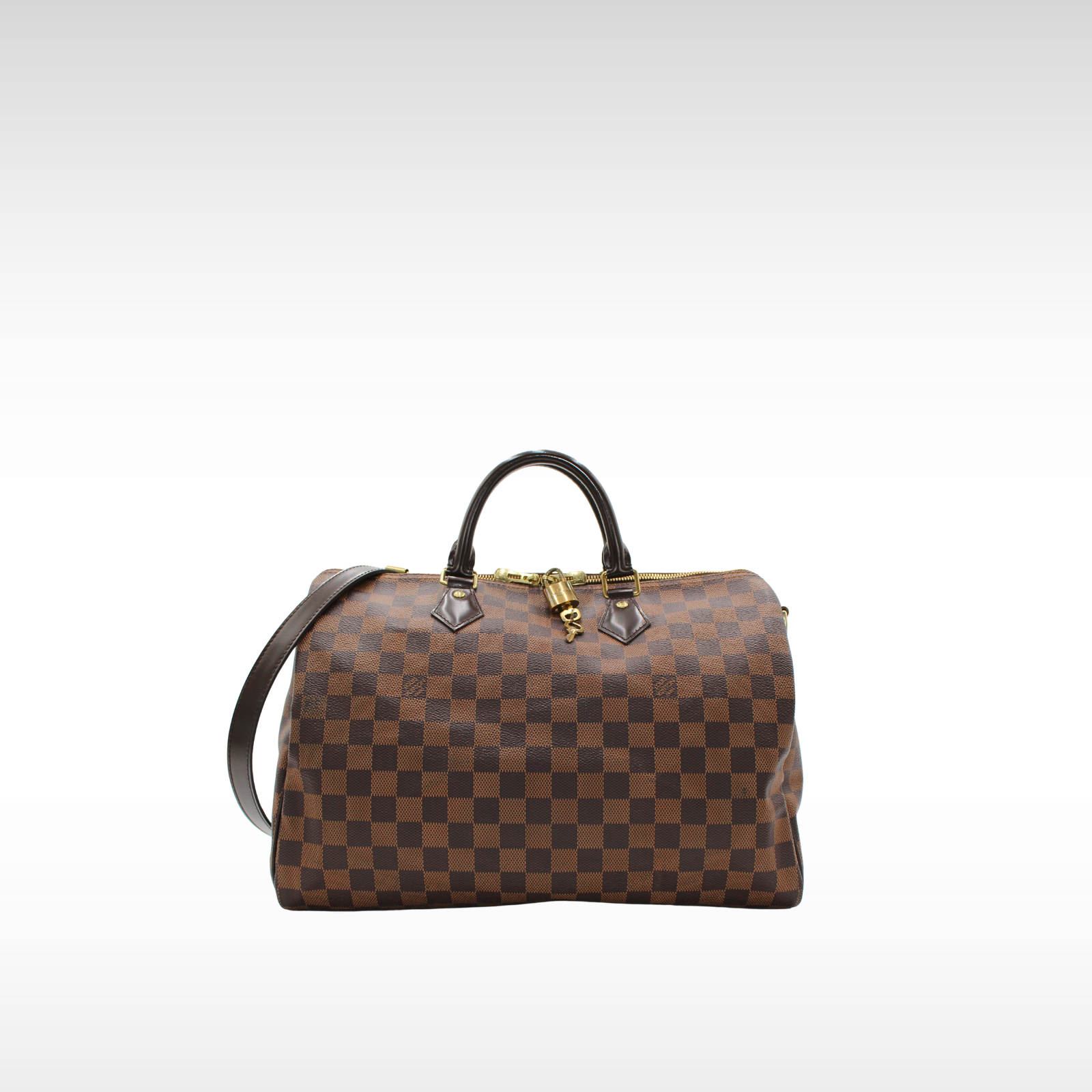 Speedy Bandouliere 35 Damier Coated Canvas Ebene Handbag