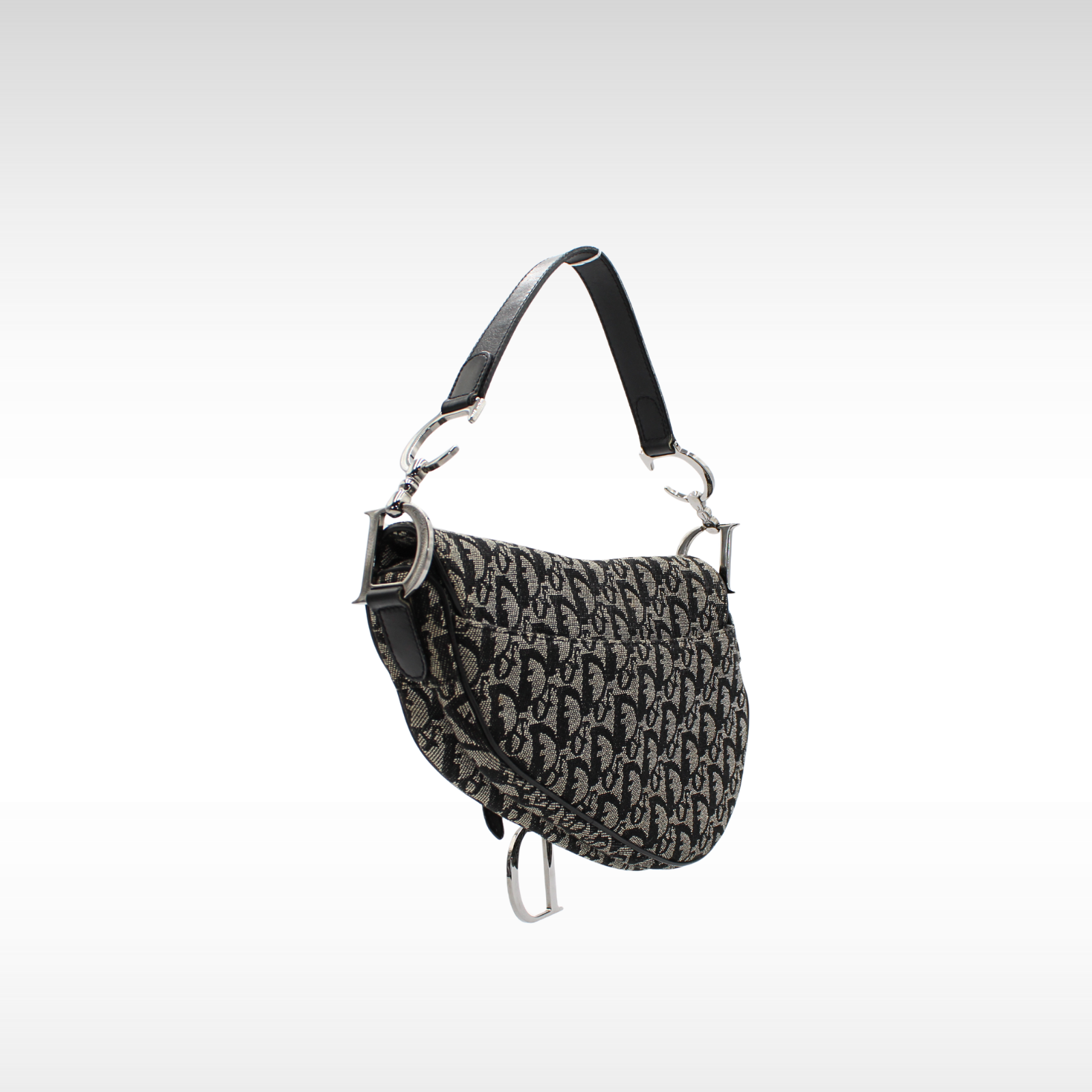 Saddle Oblique Canvas Black Shoulder Bag