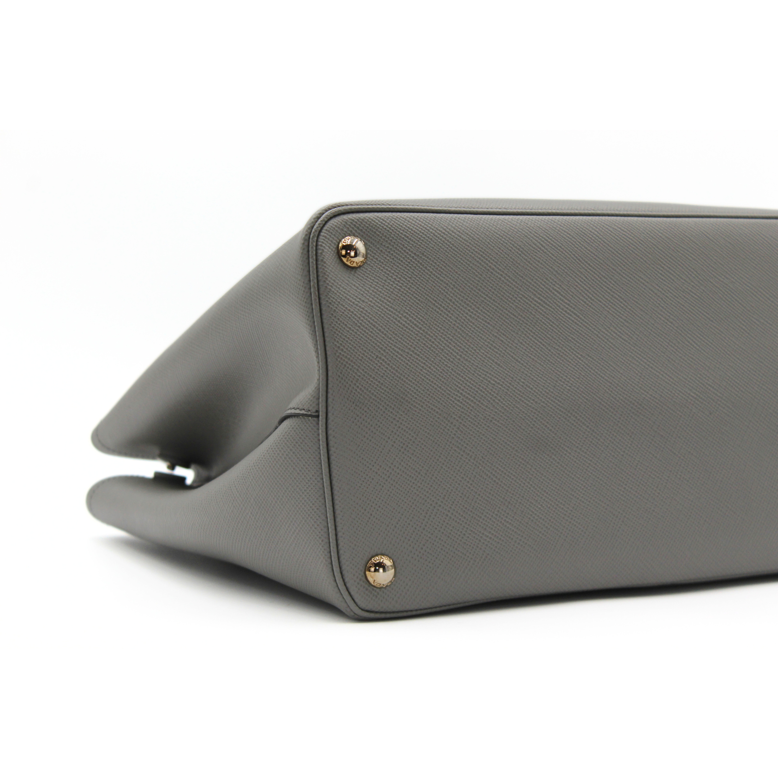 Double Saffiano Calf Gray Handbag