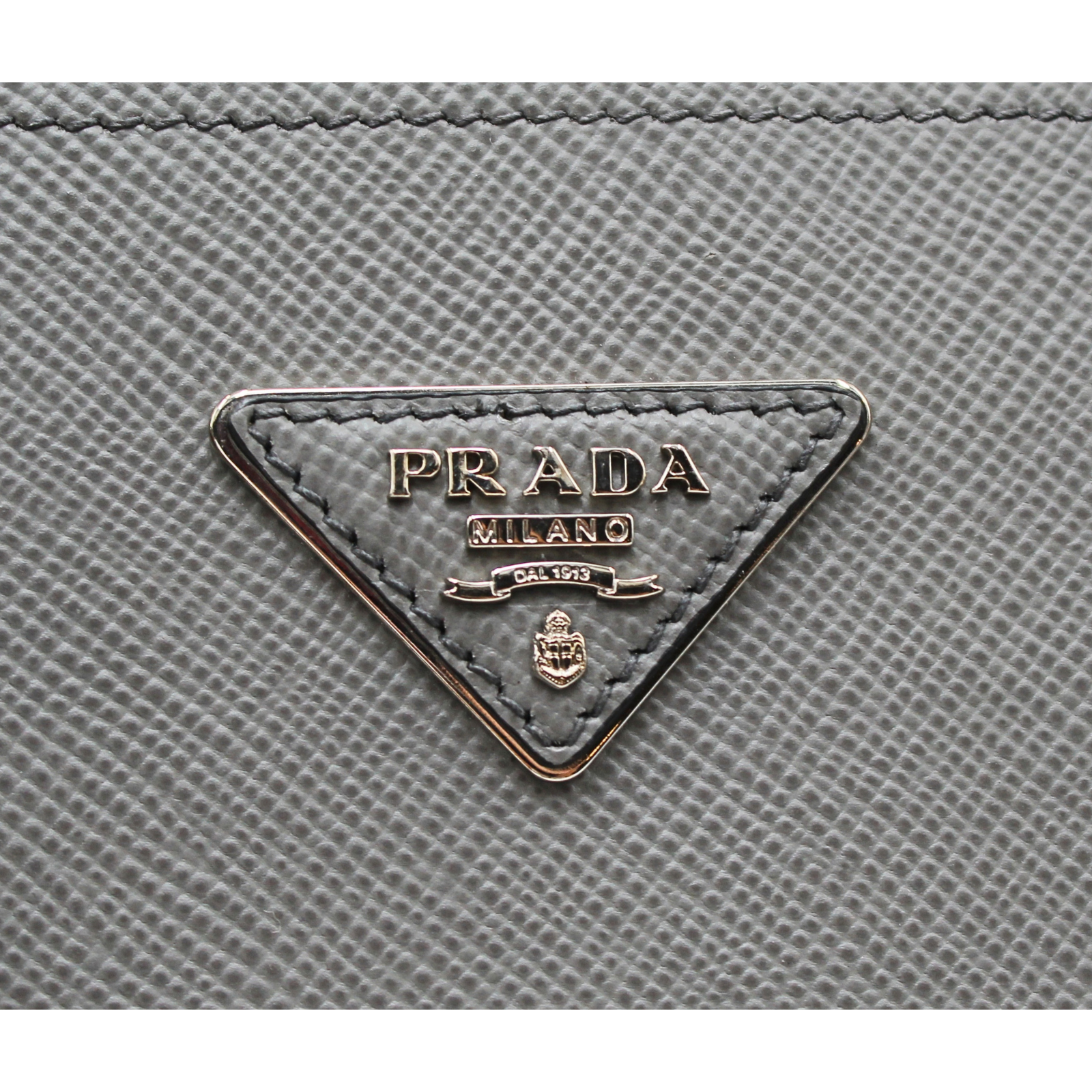 Double Saffiano Calf Gray Handbag