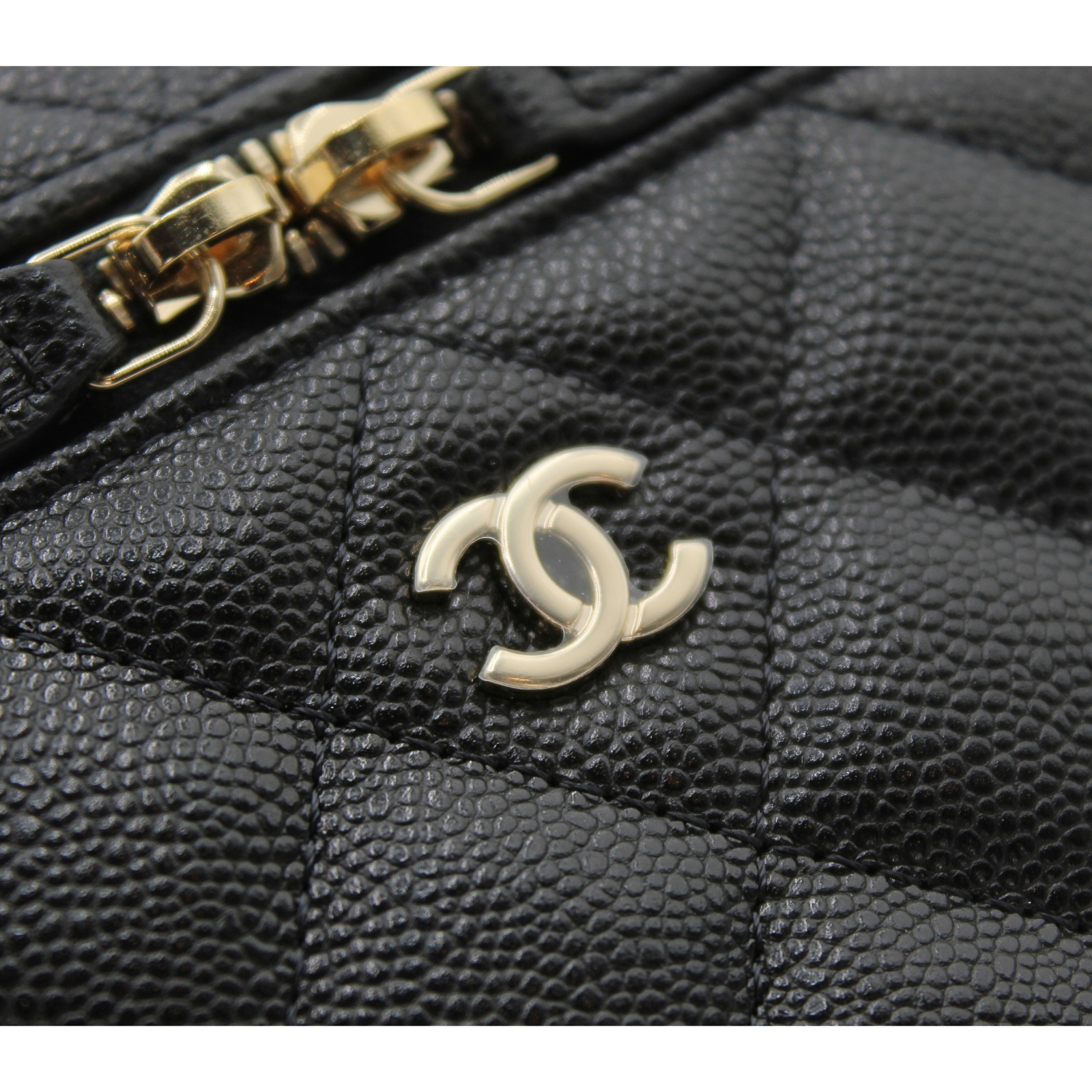 Vanity with Chain Caviar Matelasse Black Handbag