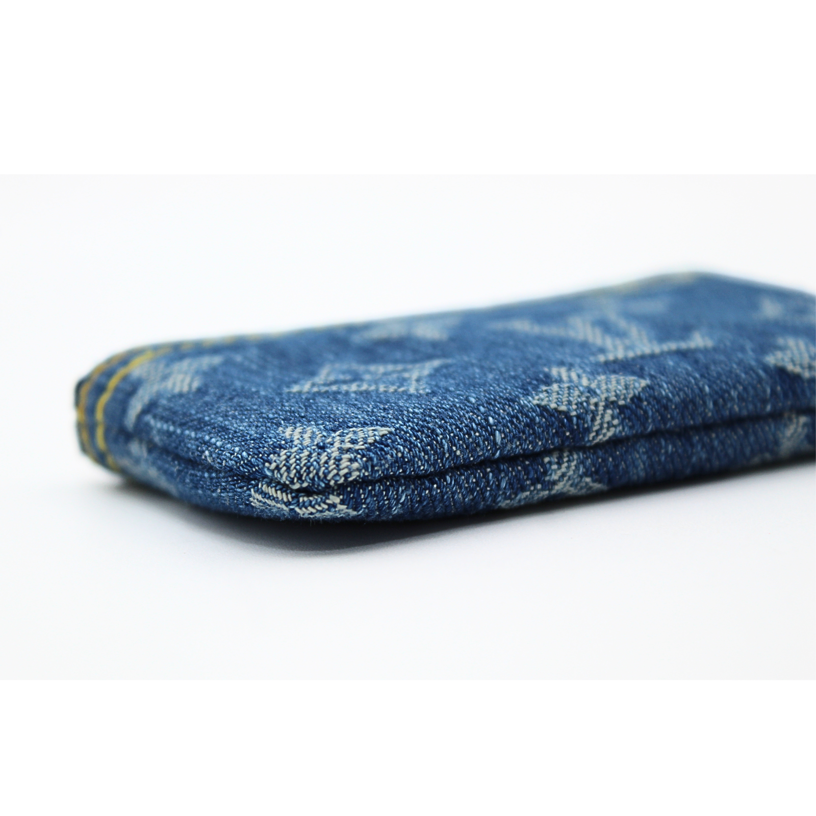 Key Pouch Monogram Denim Blue Coin Case