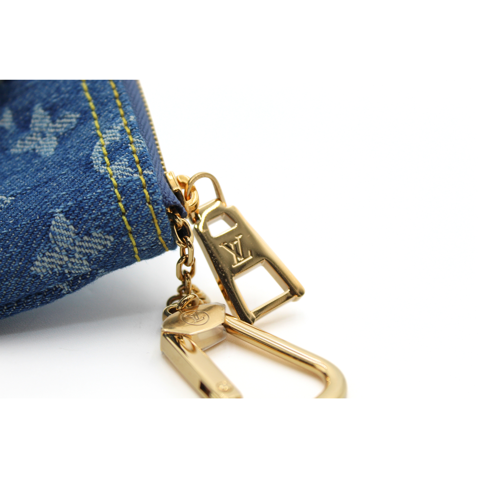 Key Pouch Monogram Denim Blue Coin Case