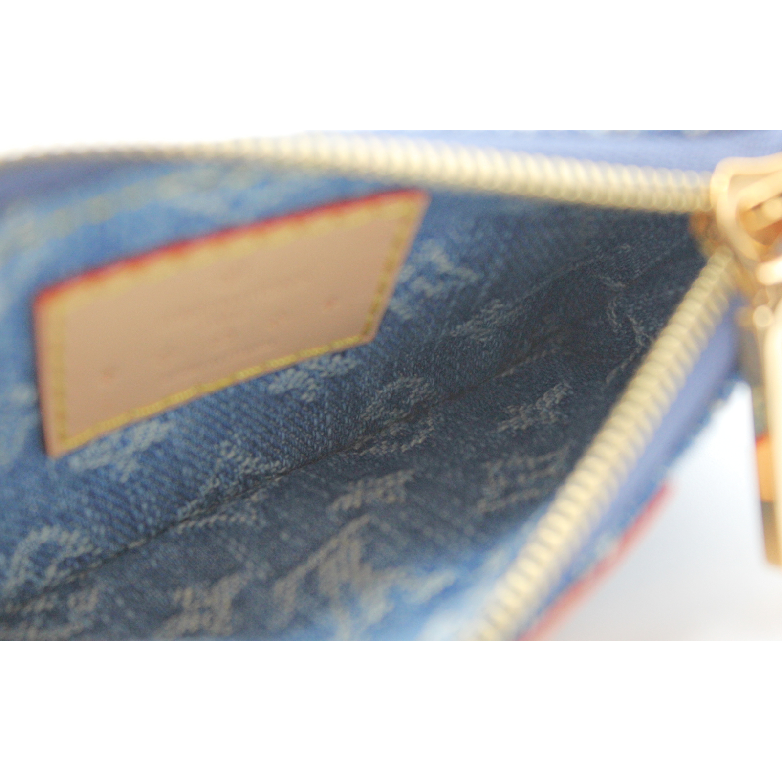 Key Pouch Monogram Denim Blue Coin Case