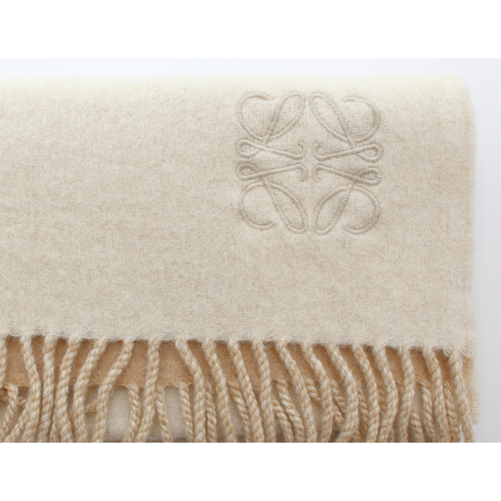 Wool White + Beige Scarf