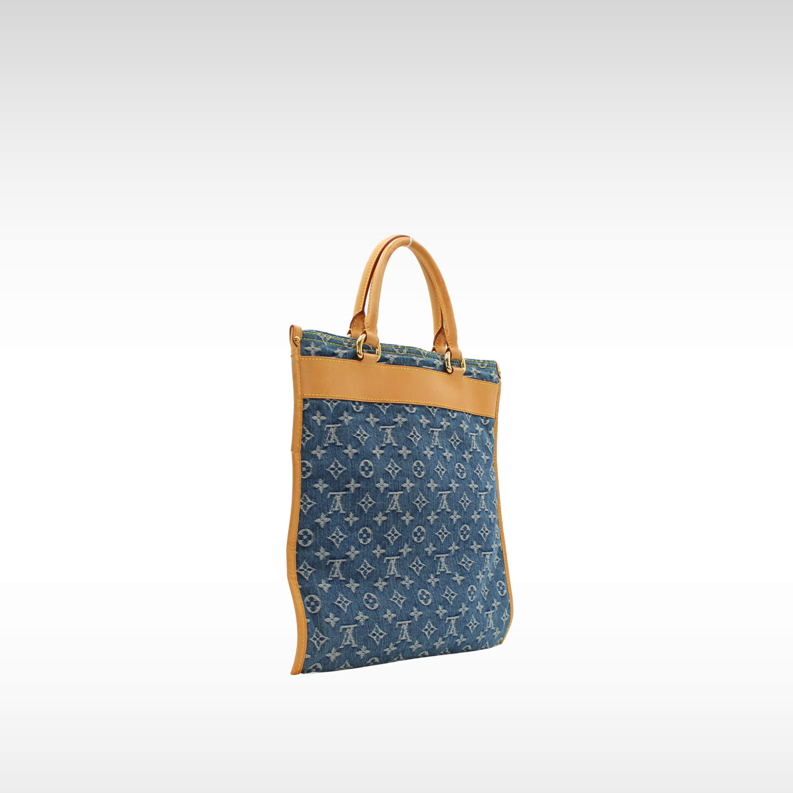 Flat Shopper Monogram Denim Handbag