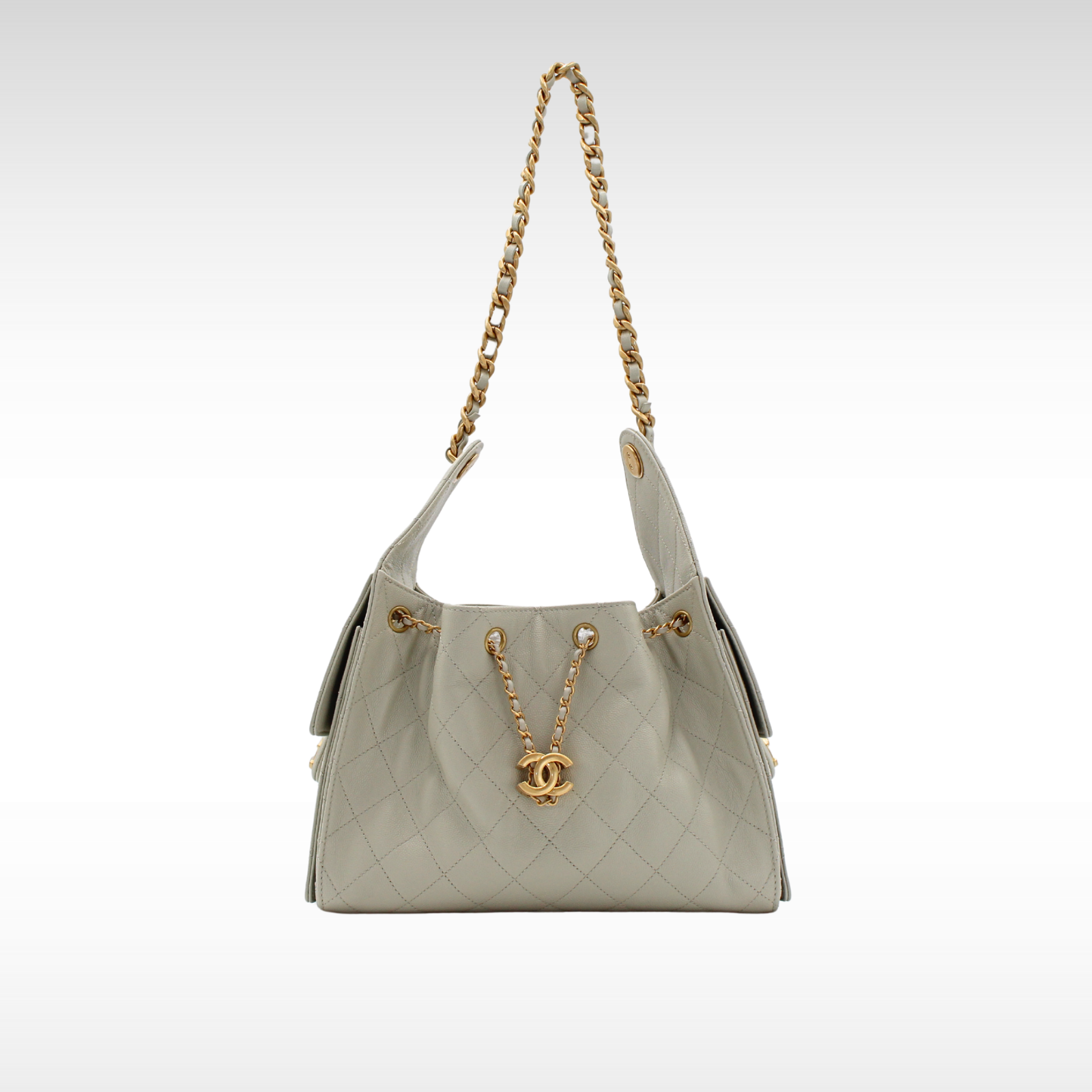 Chanel 25 Small Caviar Gray Shoulder Bag