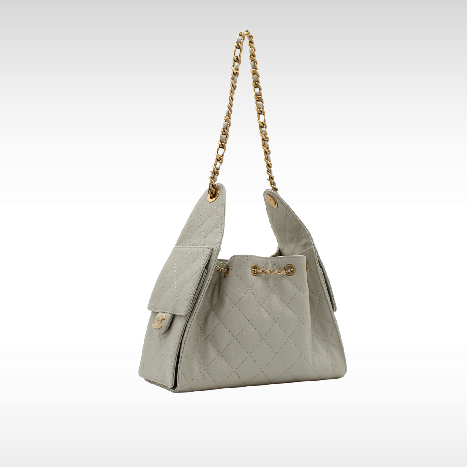 Chanel 25 Small Caviar Gray Shoulder Bag