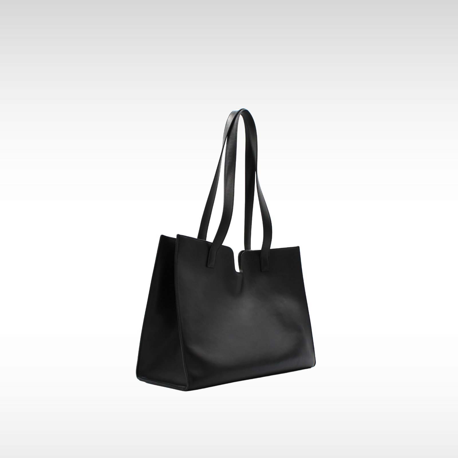 Cabas 16 Calf Black Tote Bag