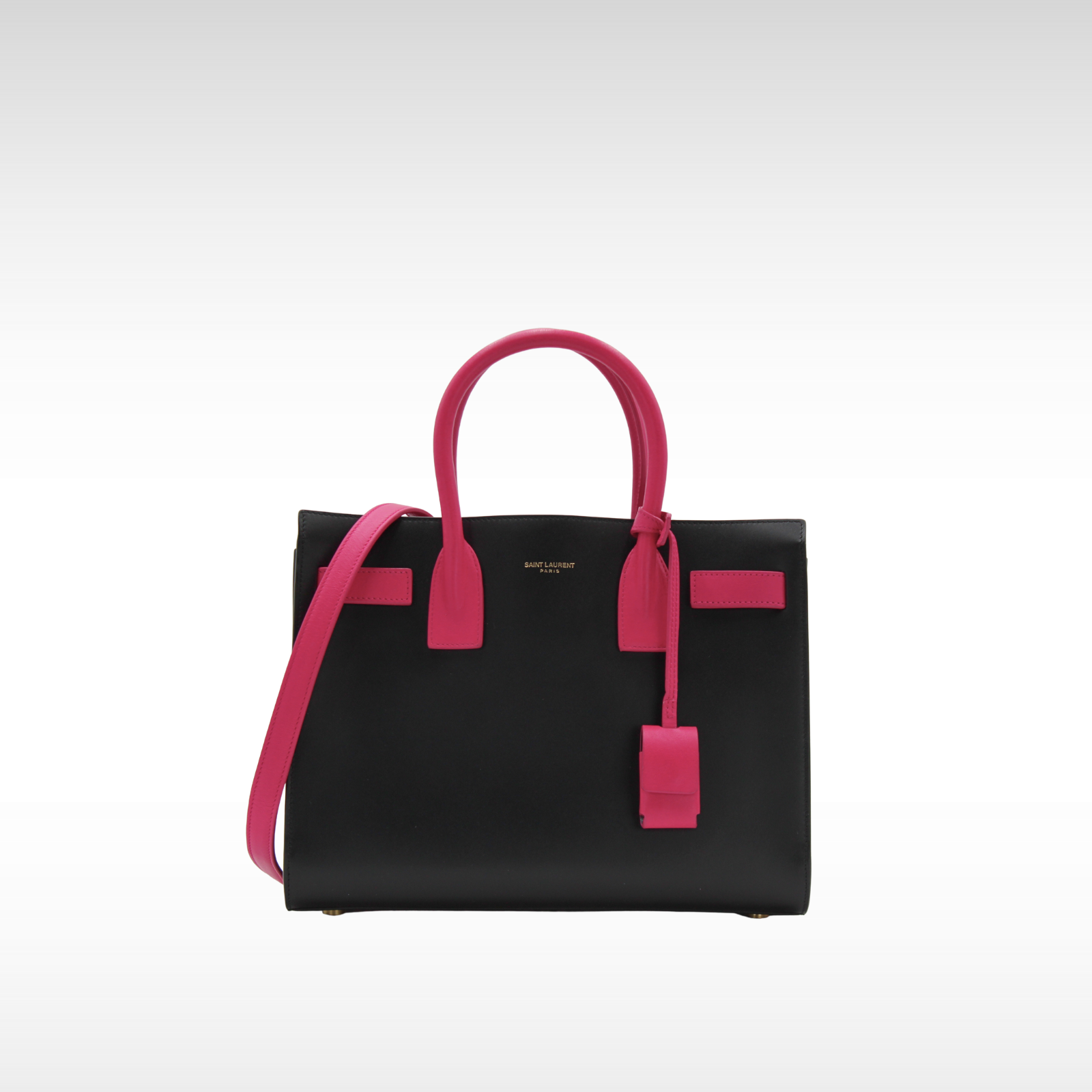 Sac De Jour Baby Calf Black + Pink Handbag