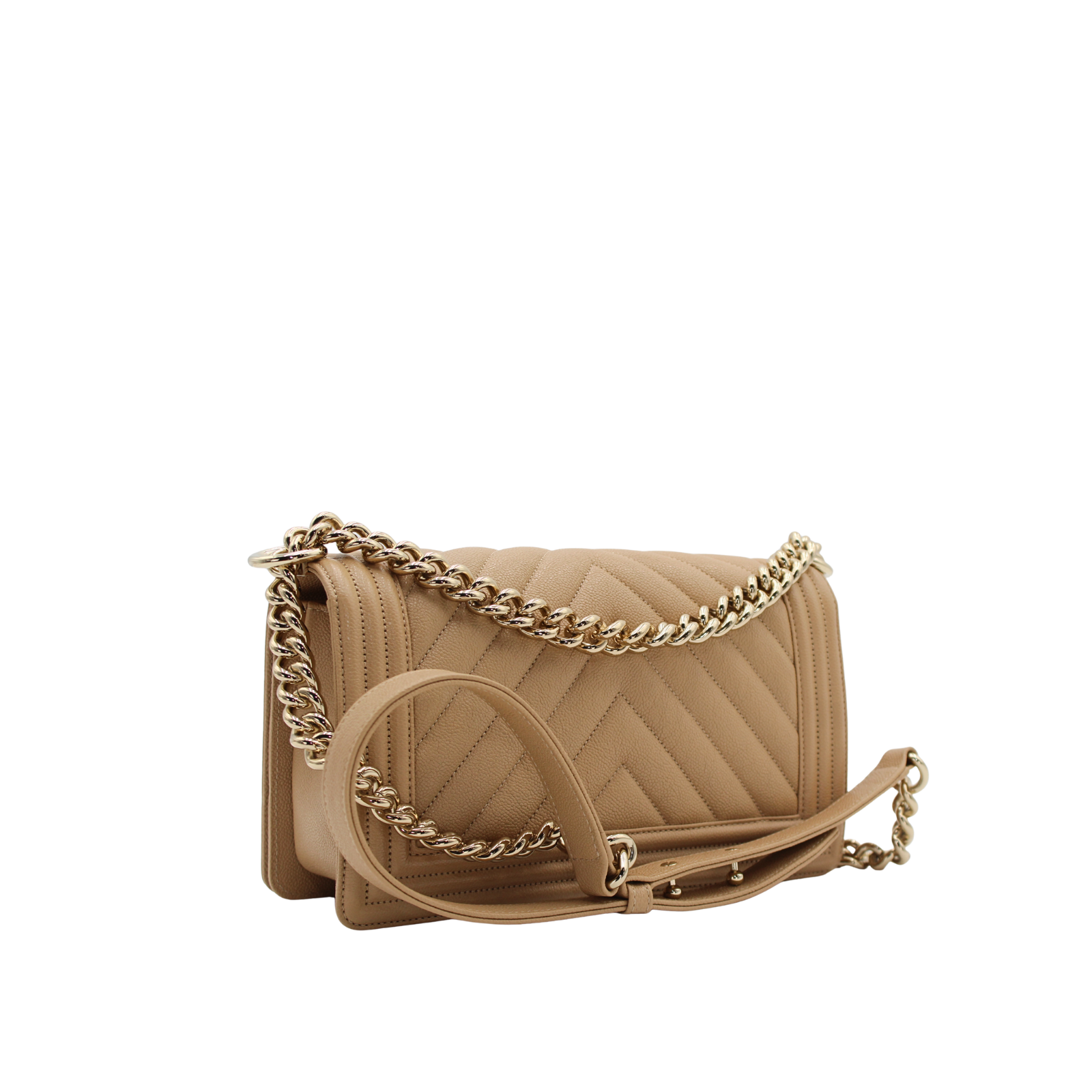 Boy Chanel Caviar Beige Shoulder Bag