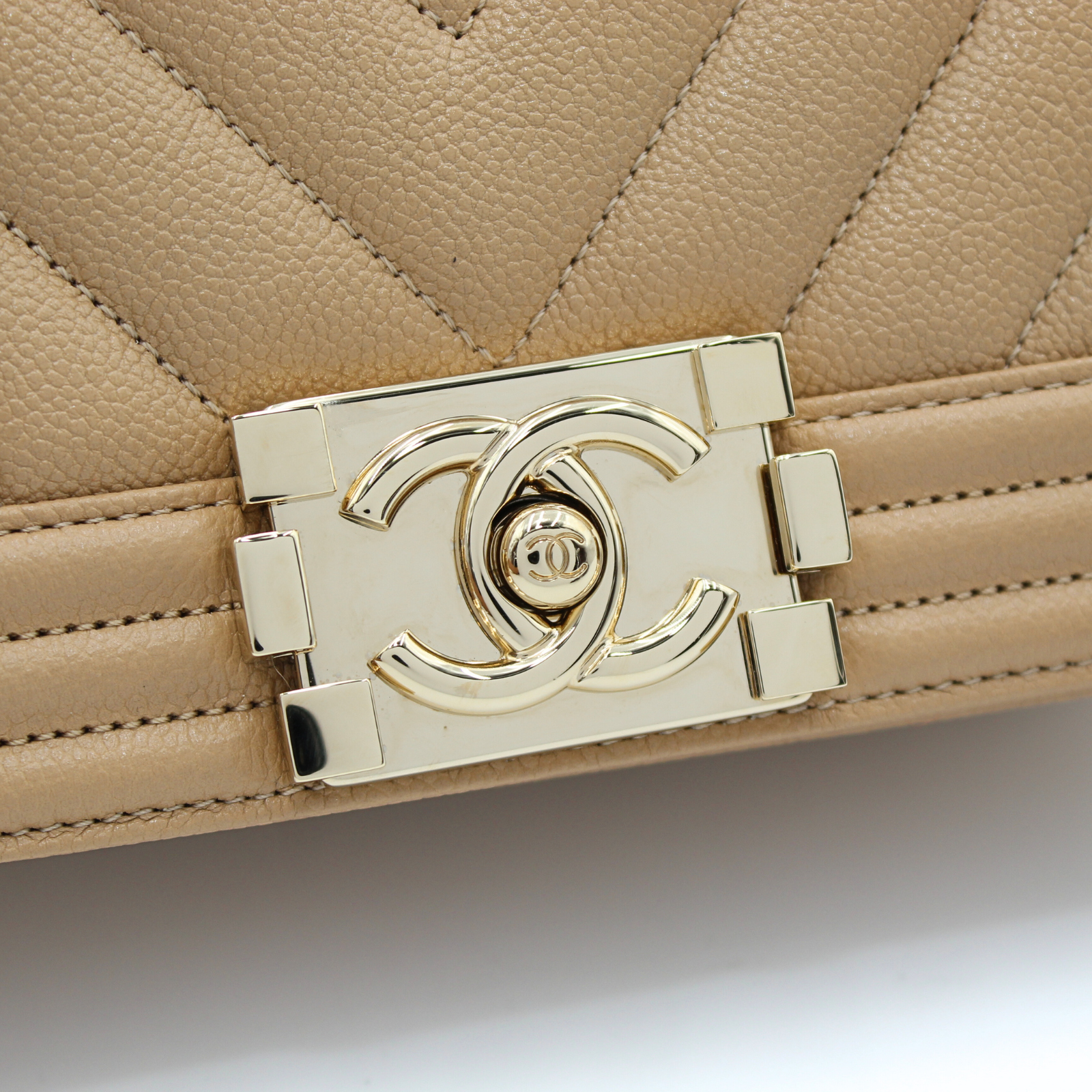 Boy Chanel Caviar Beige Shoulder Bag