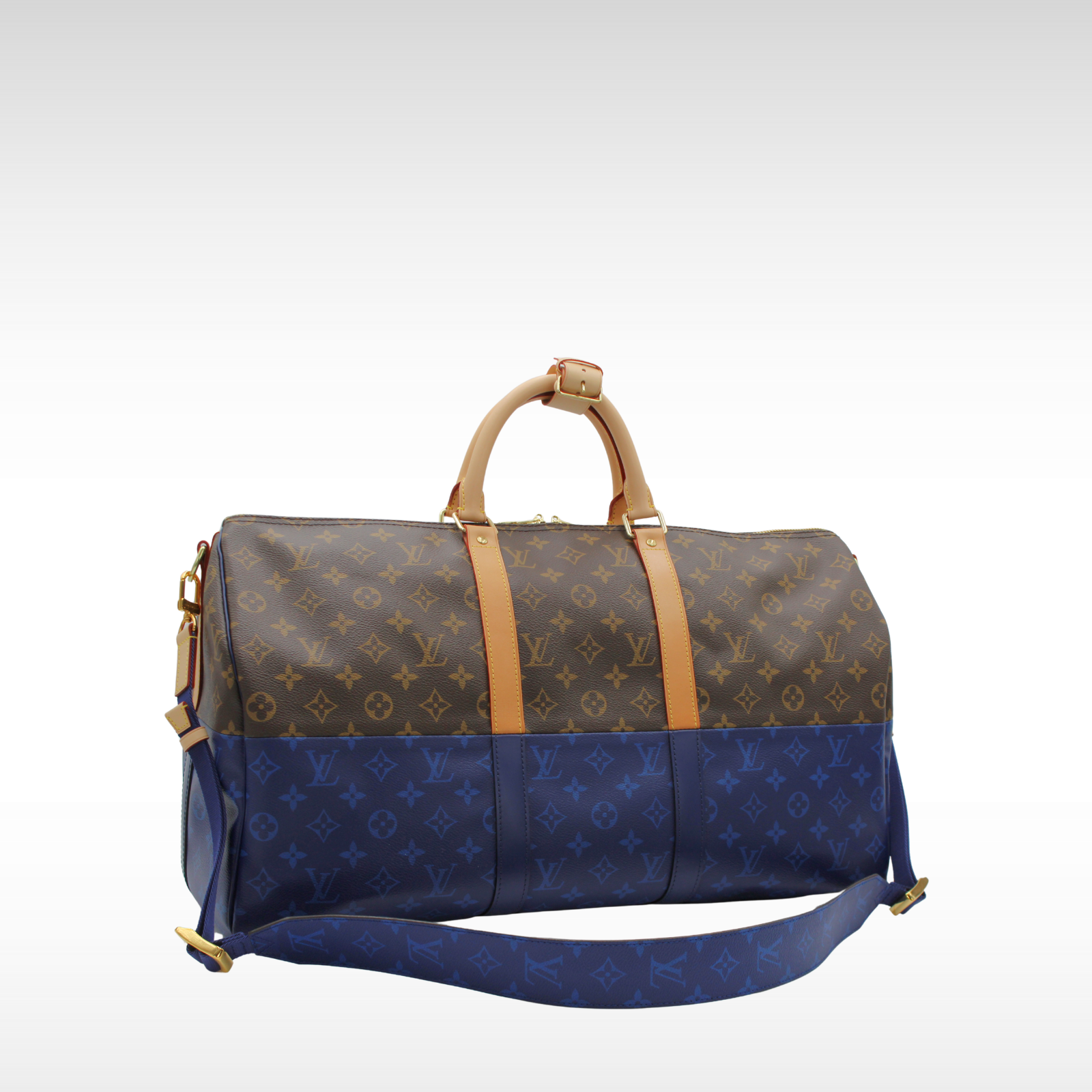 Keepall Bandoulière 50 Monogram Split Marron + Blue Duffel Bag