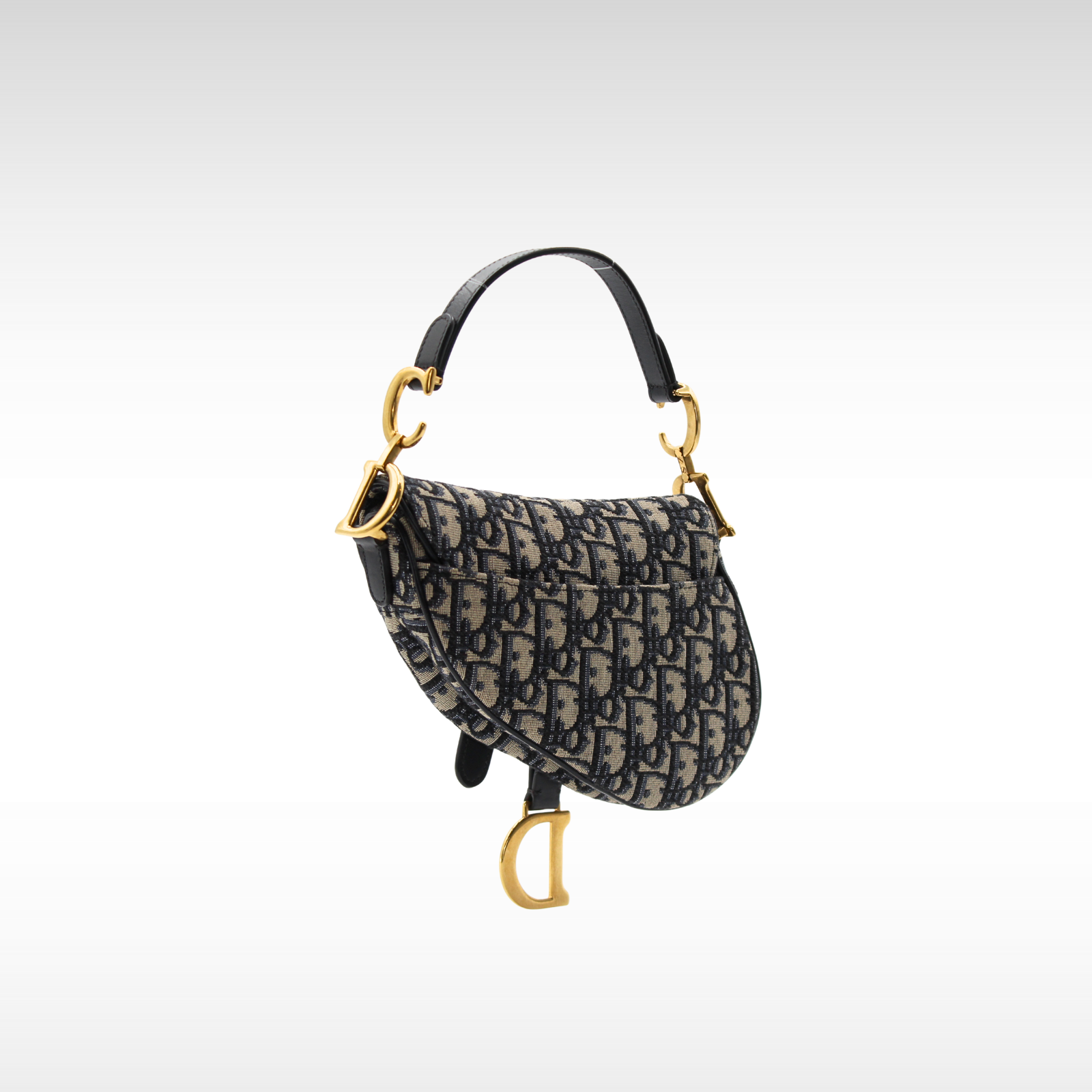 Saddle Bag Mini Oblique Canvas Navy Handbag