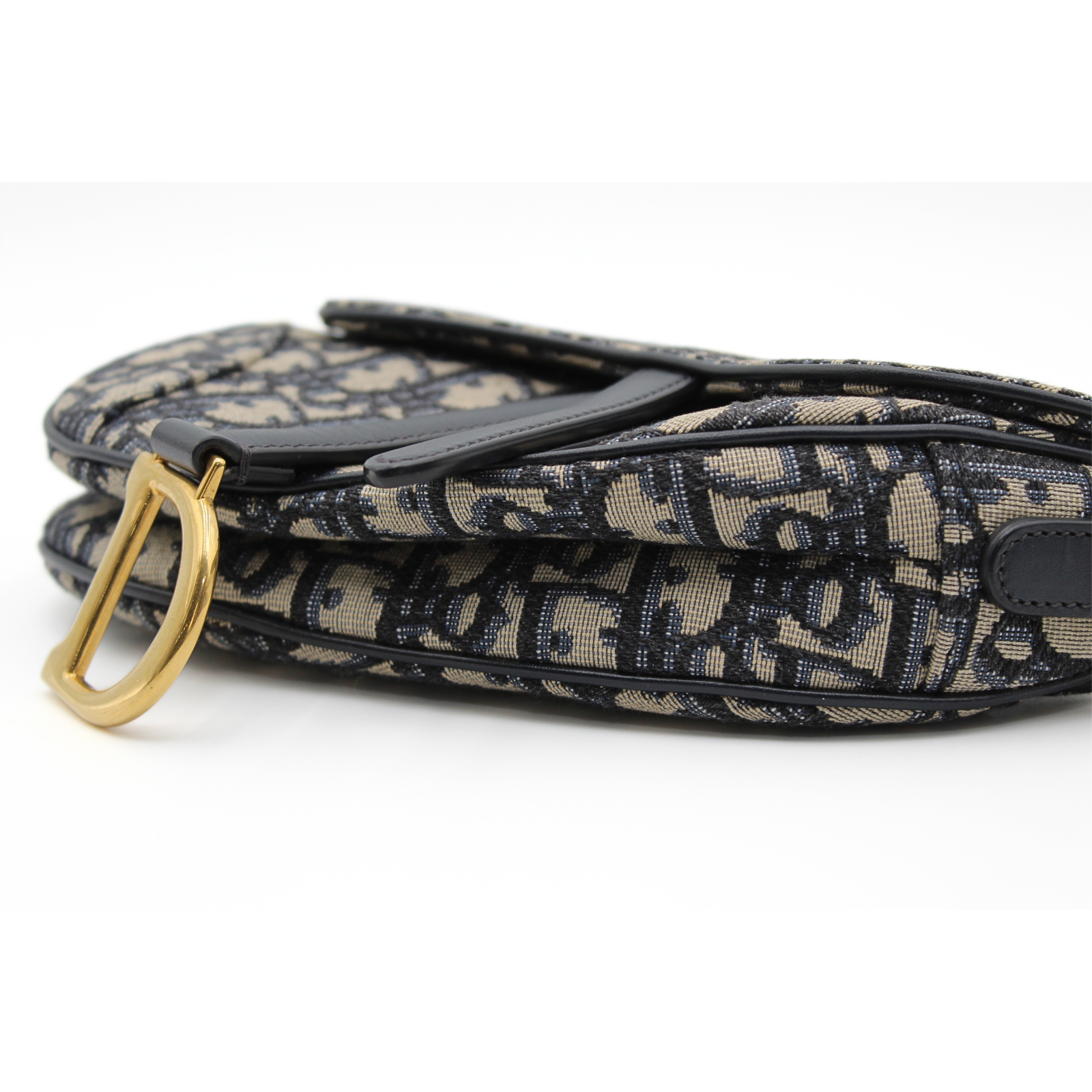 Saddle Bag Mini Oblique Canvas Navy Handbag