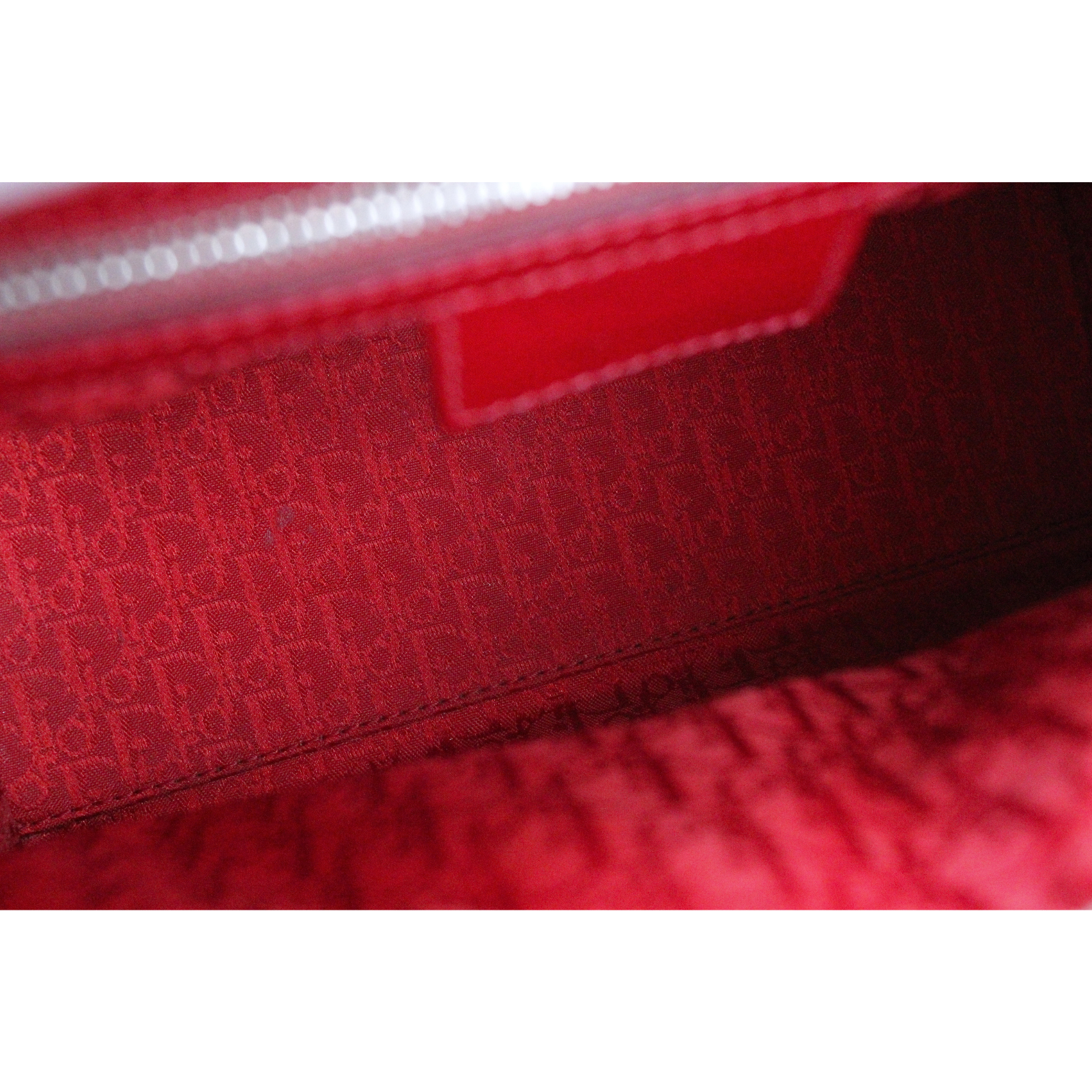 Lady Dior Medium Enamel Red Handbag