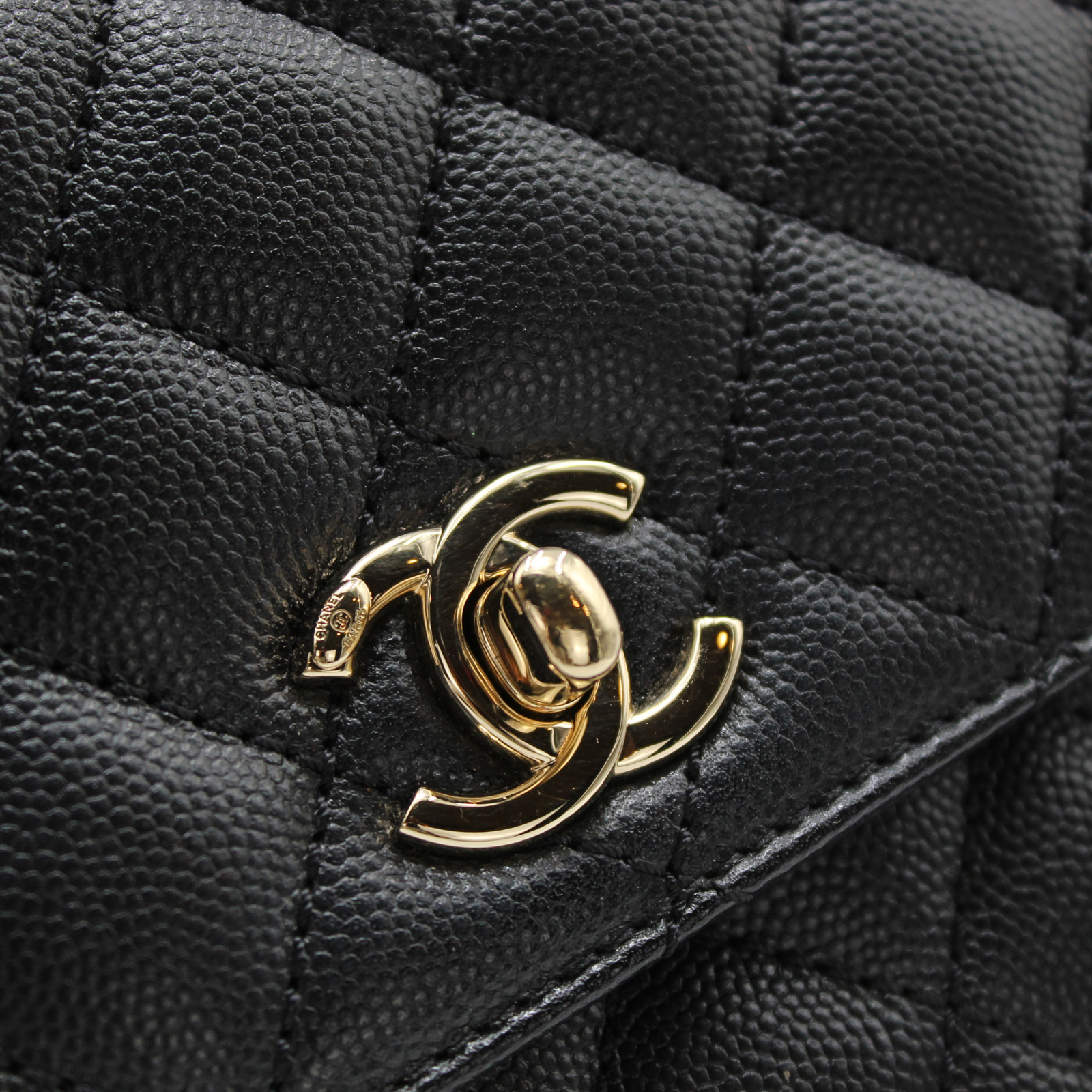 Coco Handle Small Caviar Black Handbag