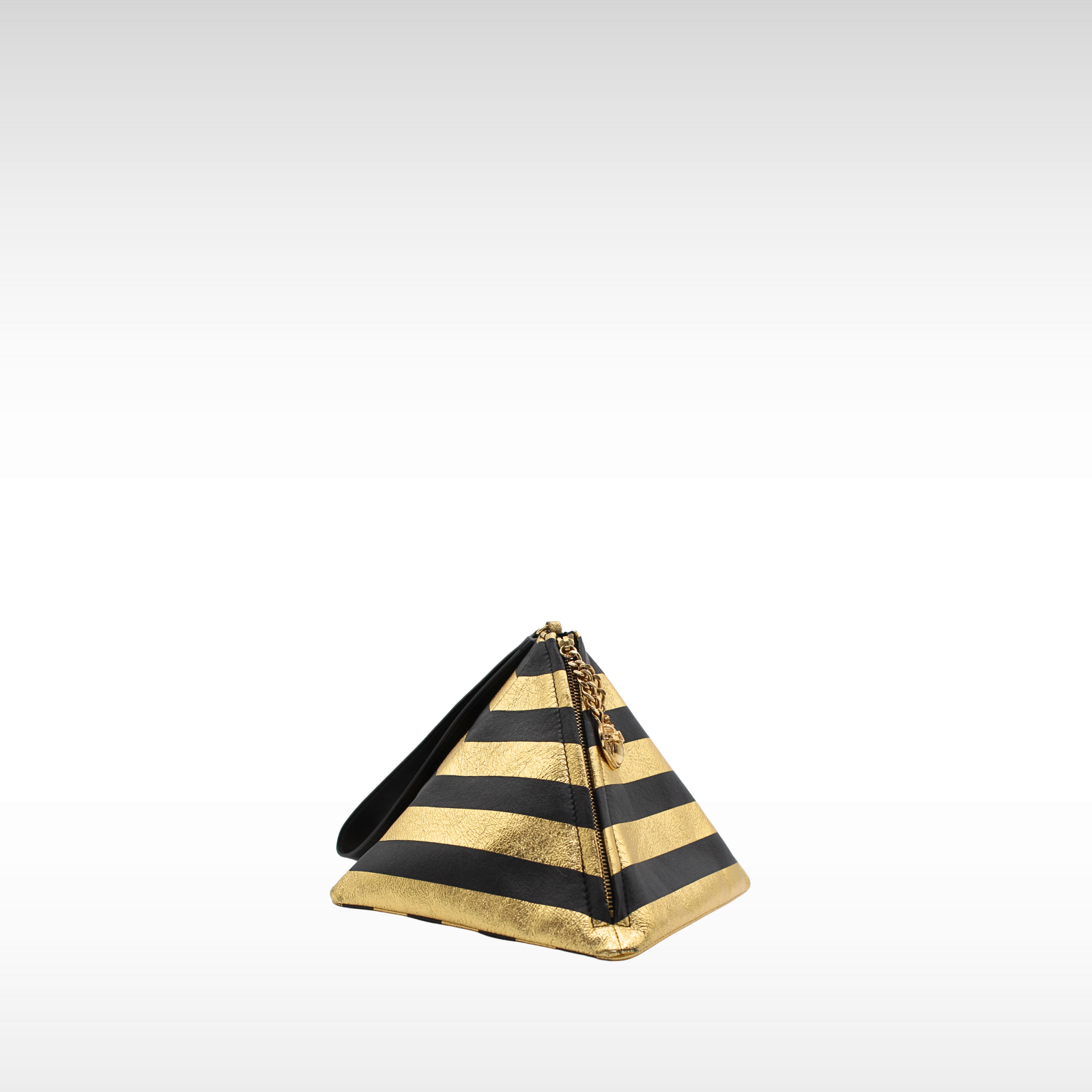 Pyramid Lamb Gold + Black Handbag