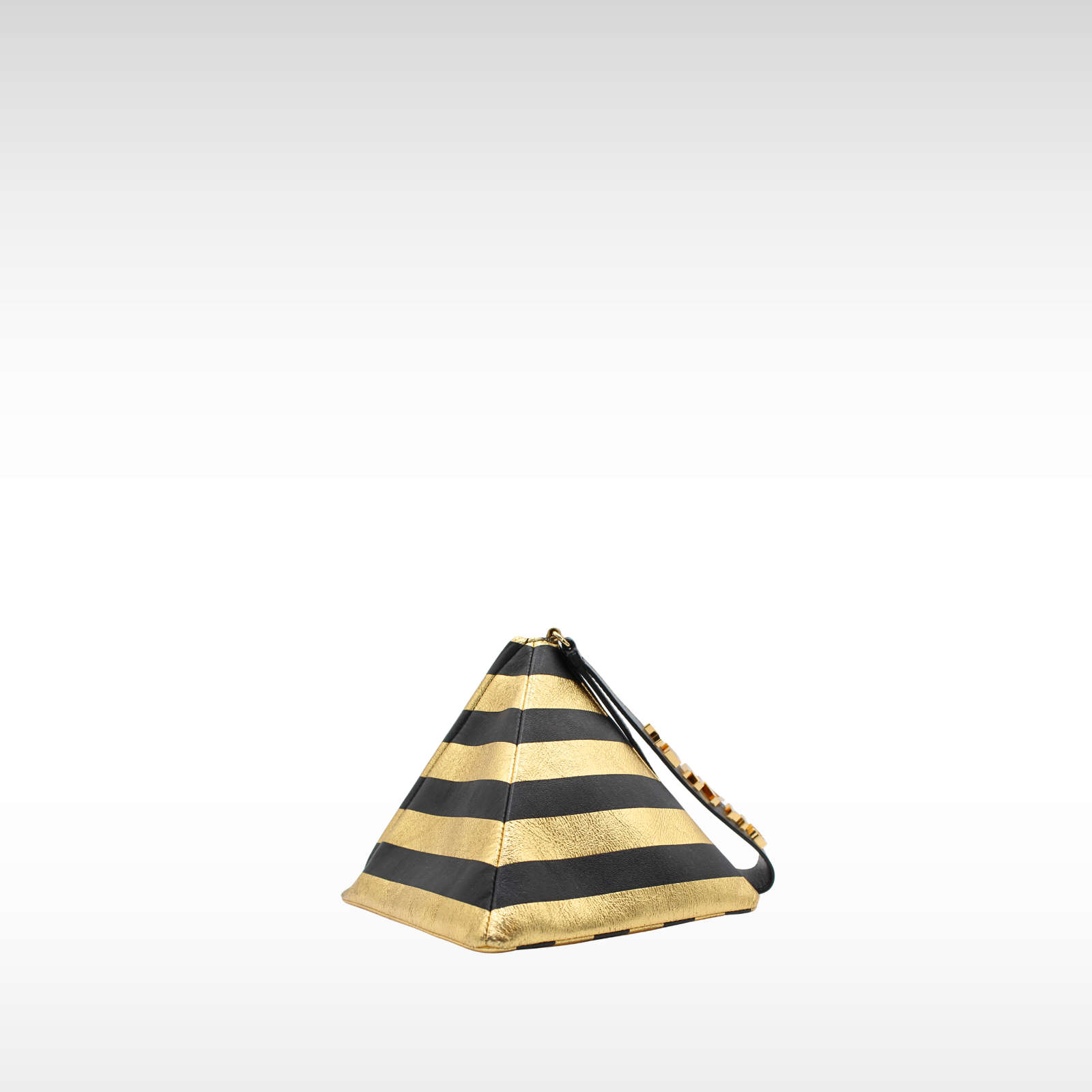 Pyramid Lamb Gold + Black Handbag