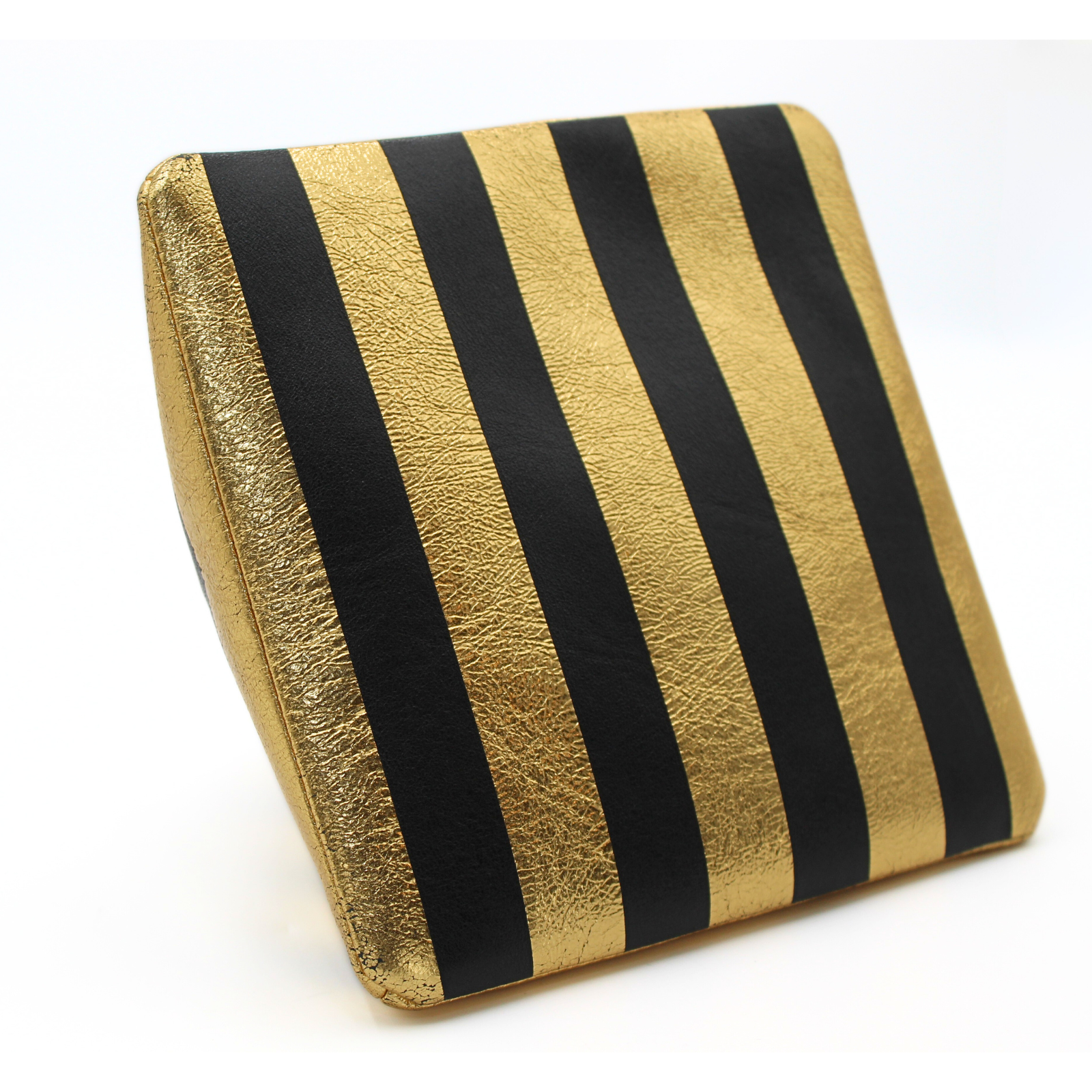 Pyramid Lamb Gold + Black Handbag