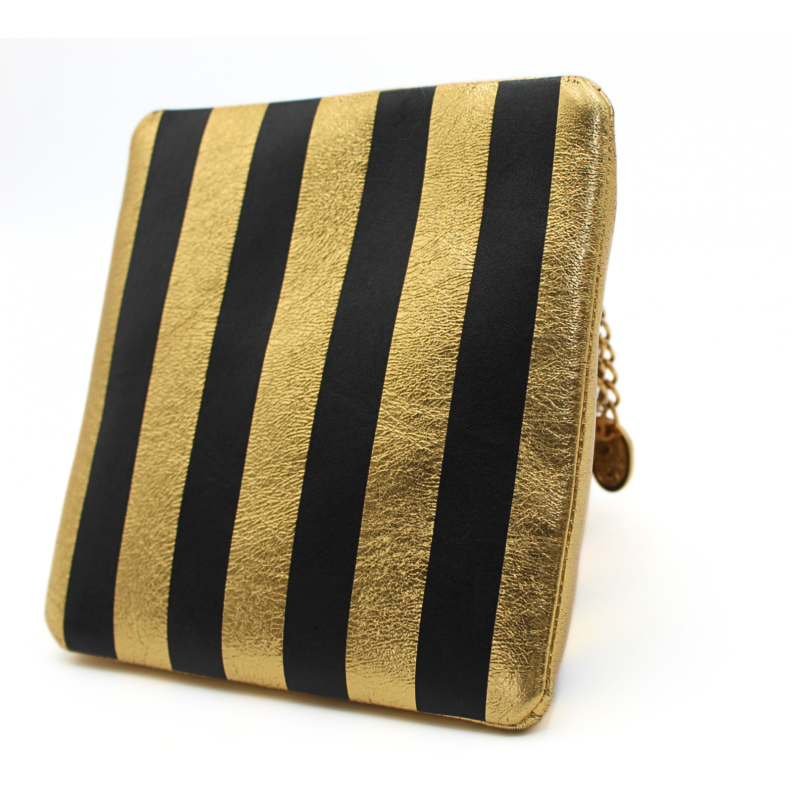 Pyramid Lamb Gold + Black Handbag