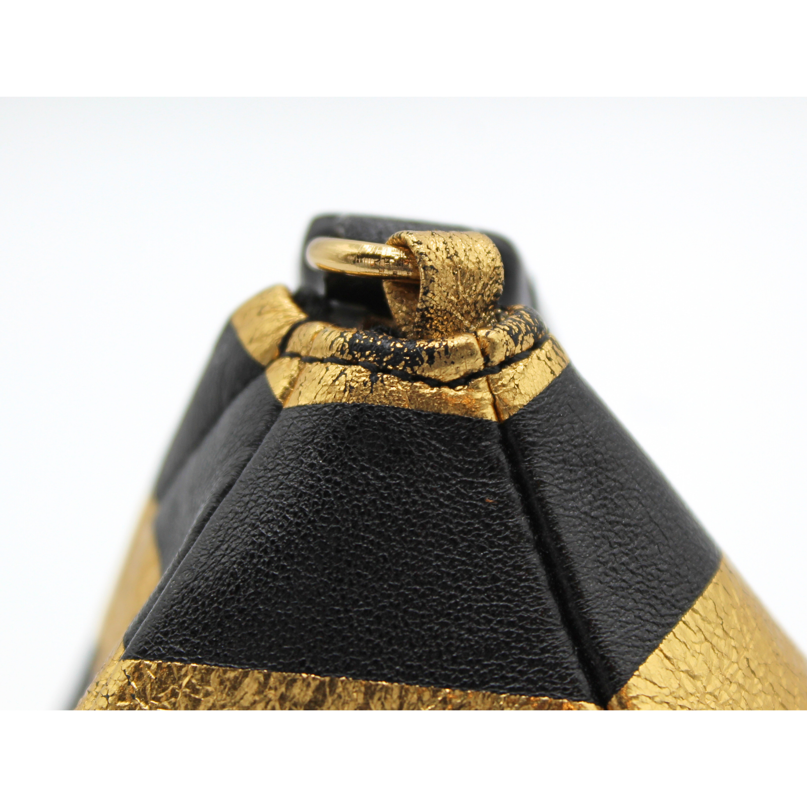 Pyramid Lamb Gold + Black Handbag