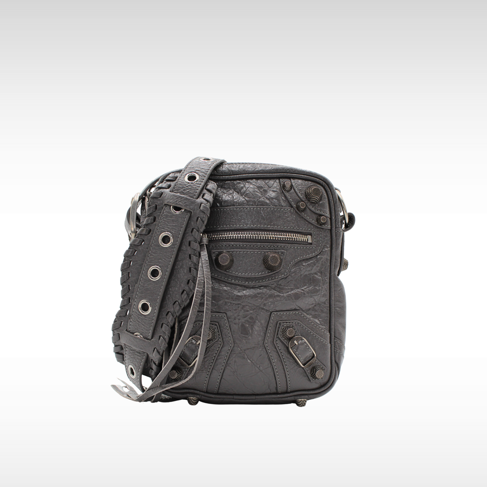 Le Cagole Lamb Gray Crossbody Bag