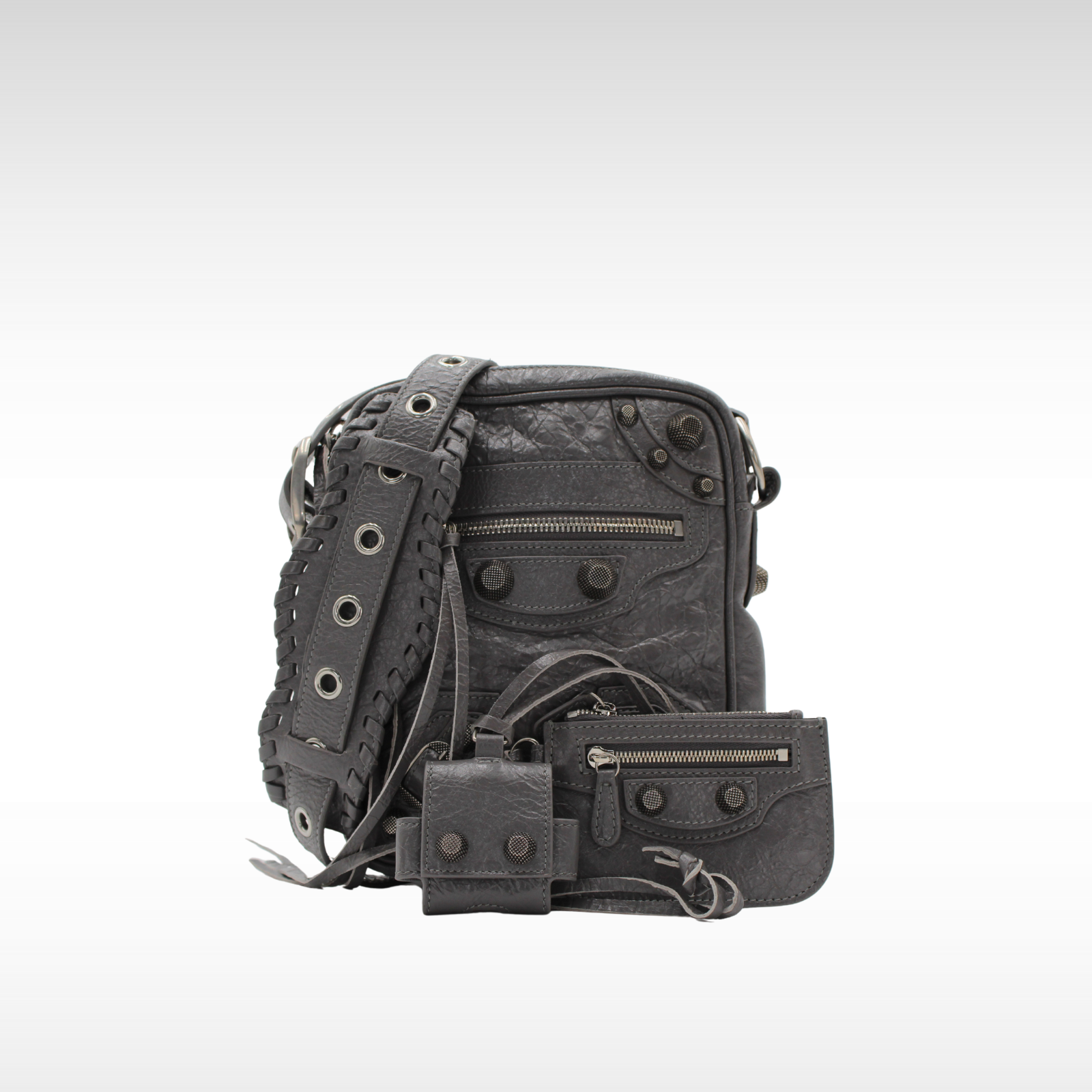 Le Cagole Lamb Gray Crossbody Bag