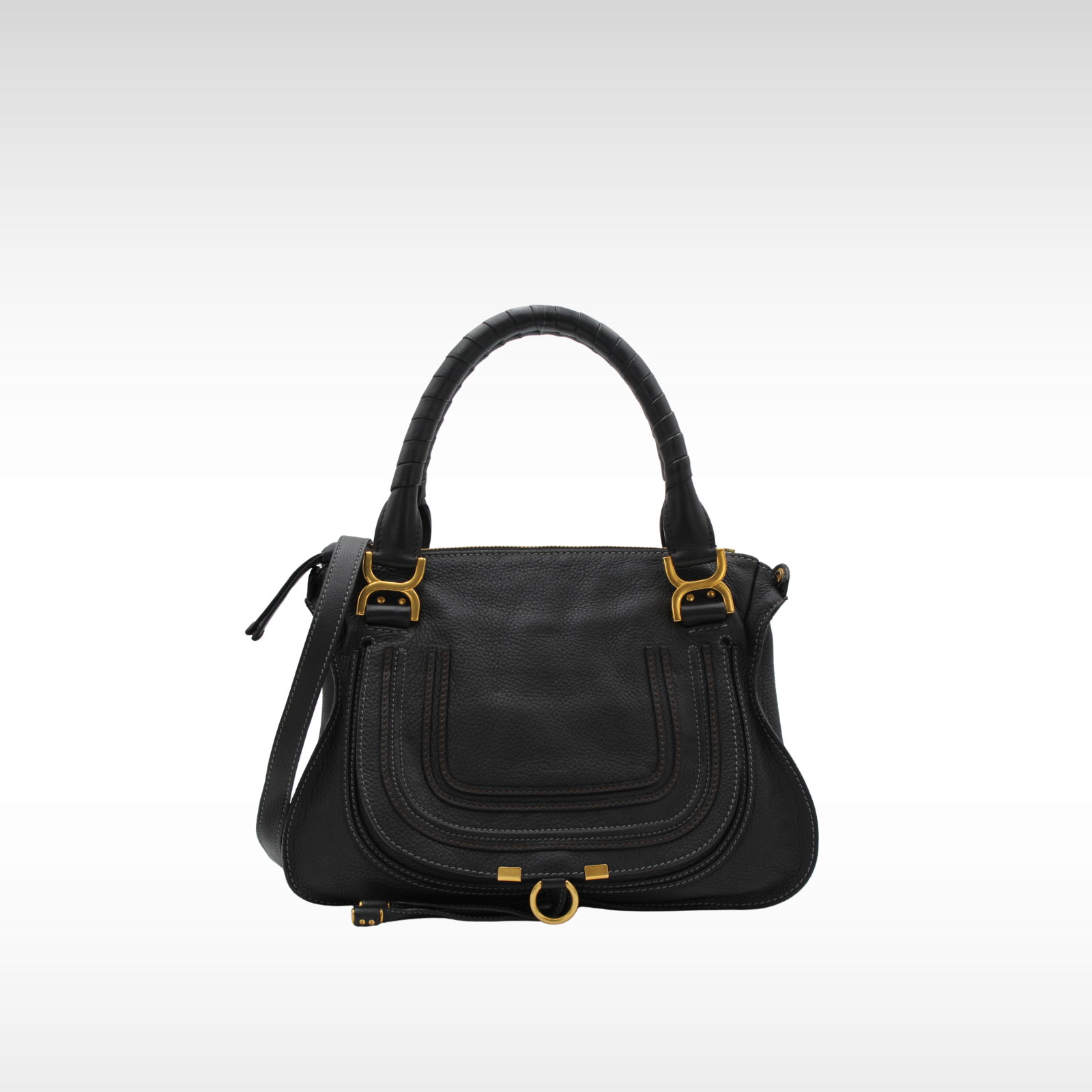 Marcie Medium Calf Black Handbag