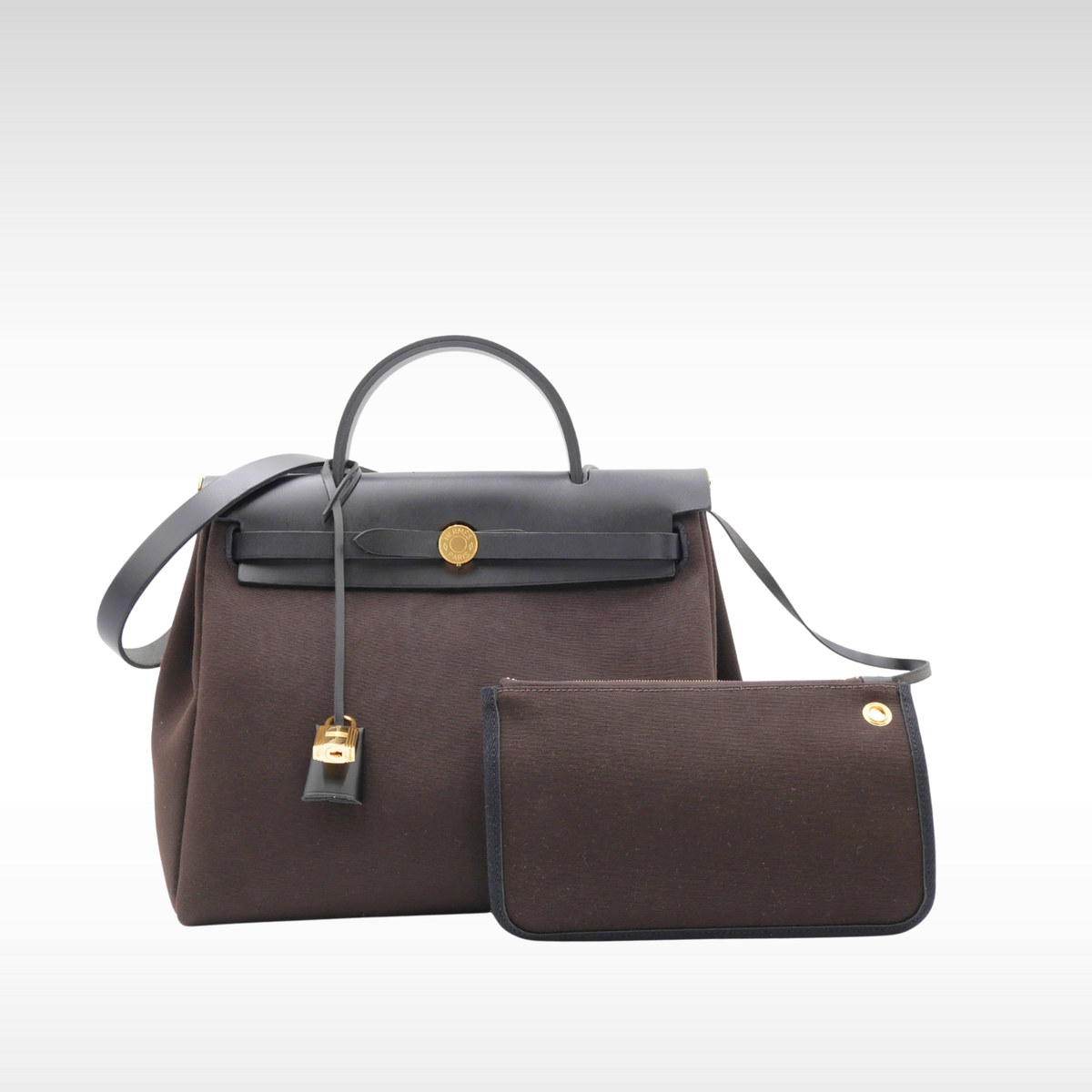 Herbag Zip 31 Toile Militaire Ebene + Black Shoulder Bag